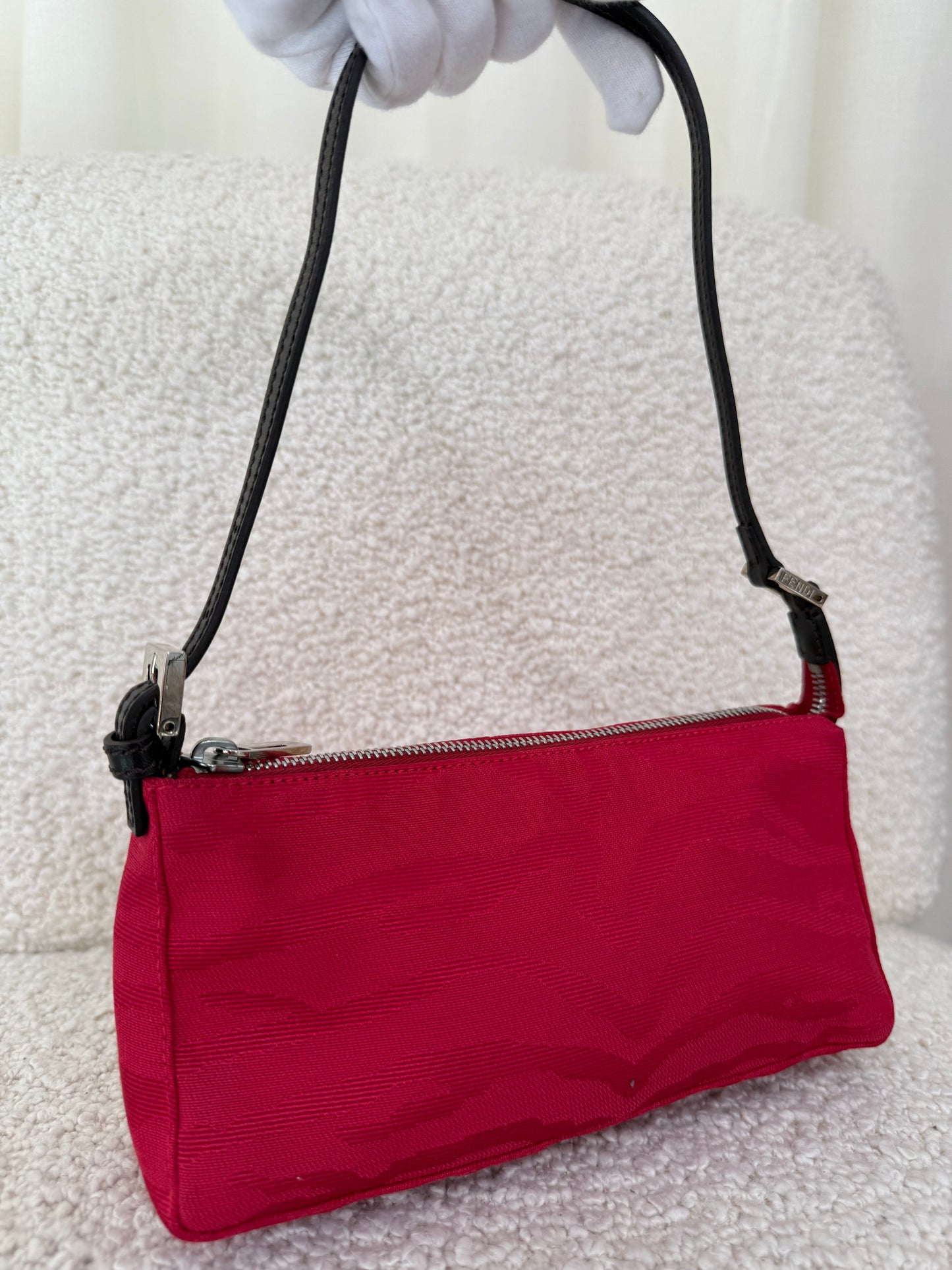 Fendi Red Printed Canvas Pochette