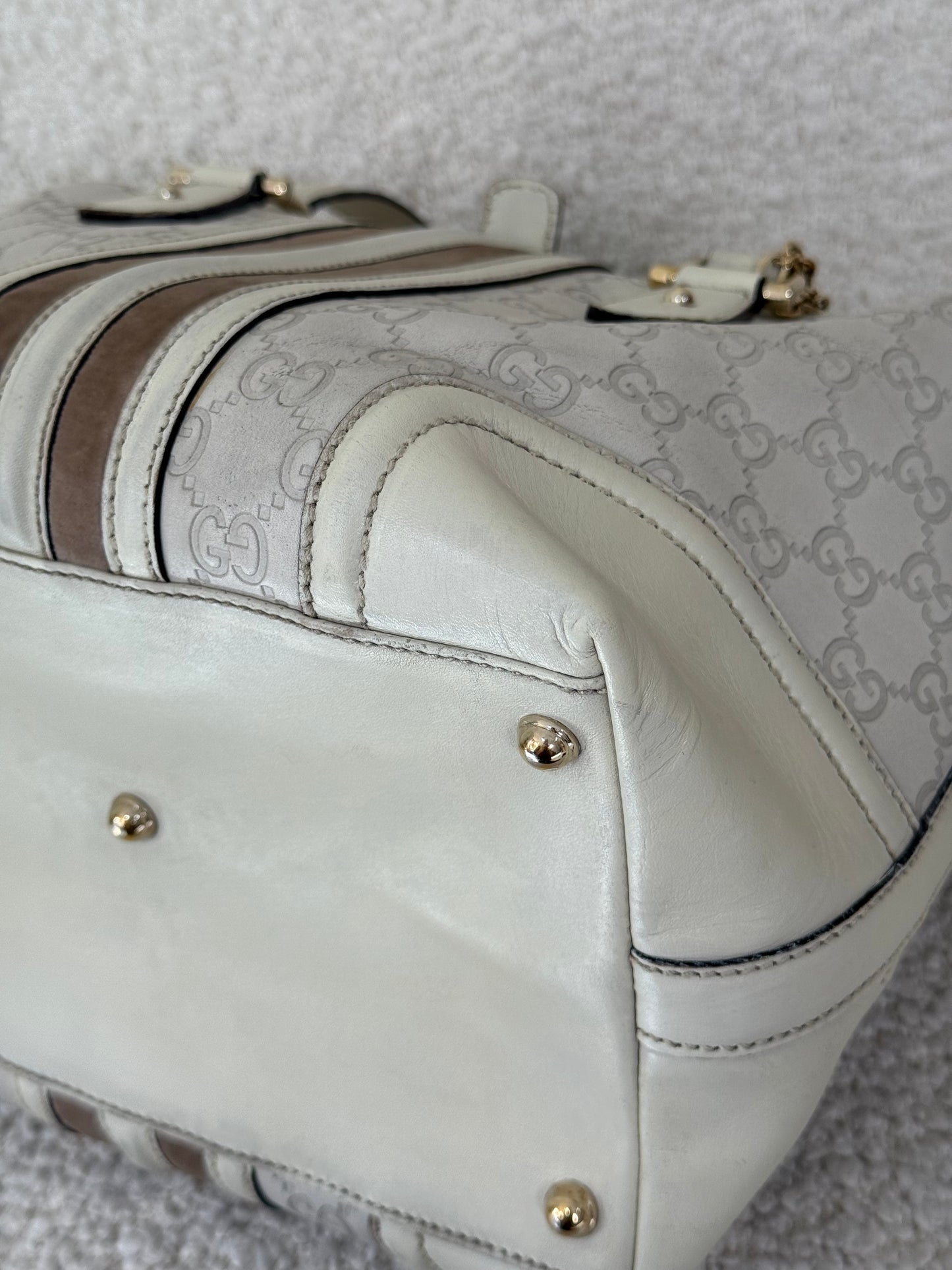 Gucci Off White Guccissima Leather Treasure Boston Bag