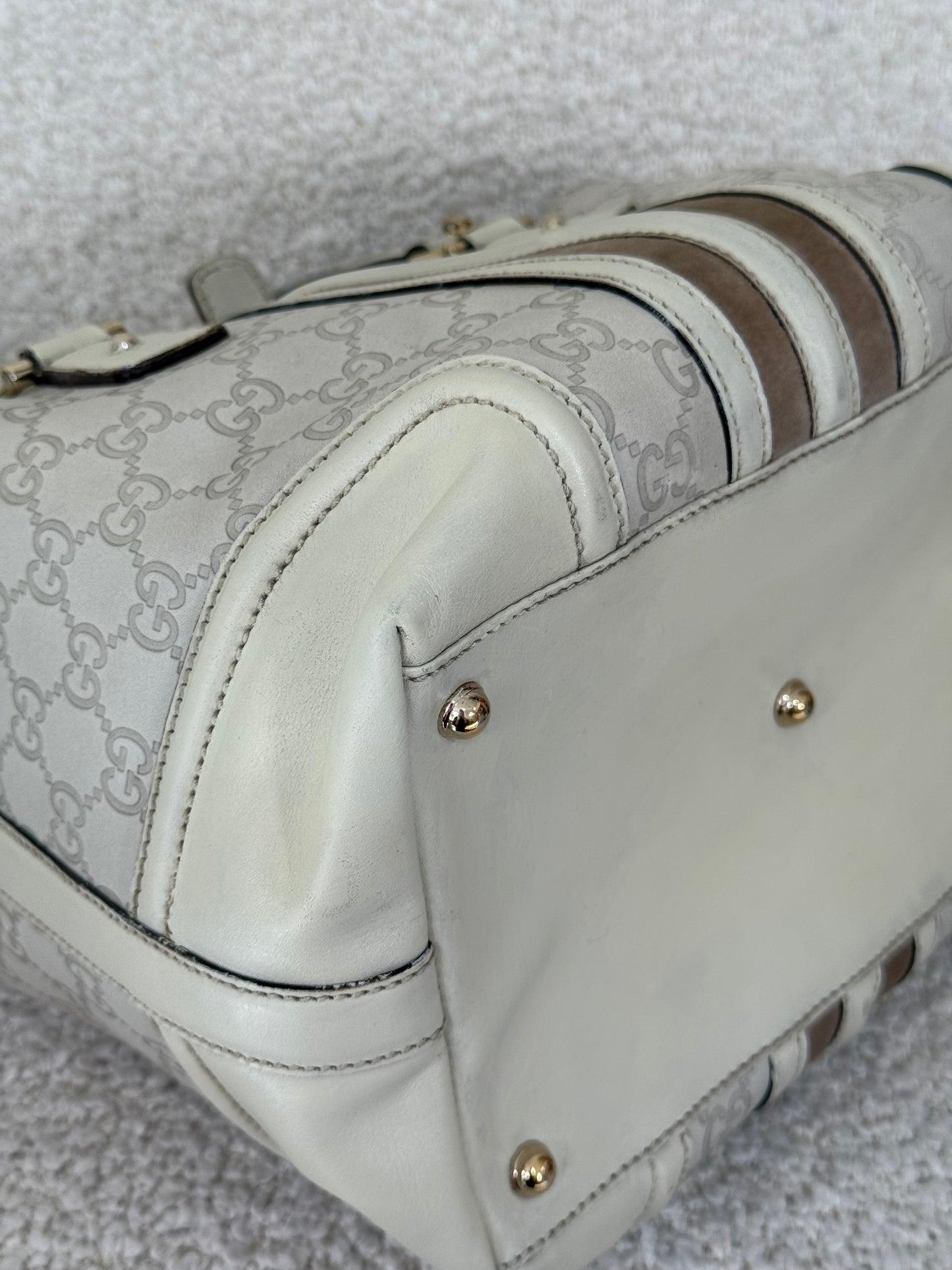 Gucci Off White Guccissima Leather Treasure Boston Bag
