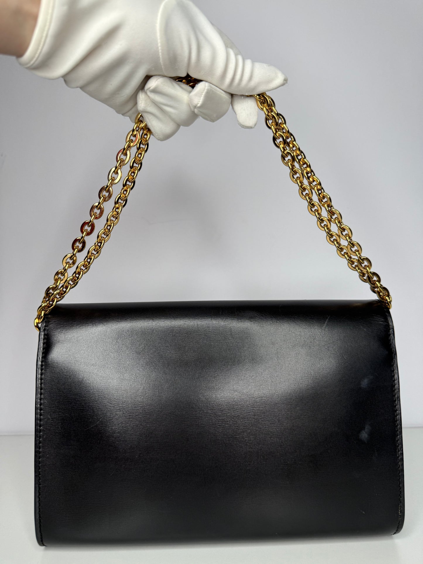 Louis Vuitton Louise Black Calfskin Chain Clutch