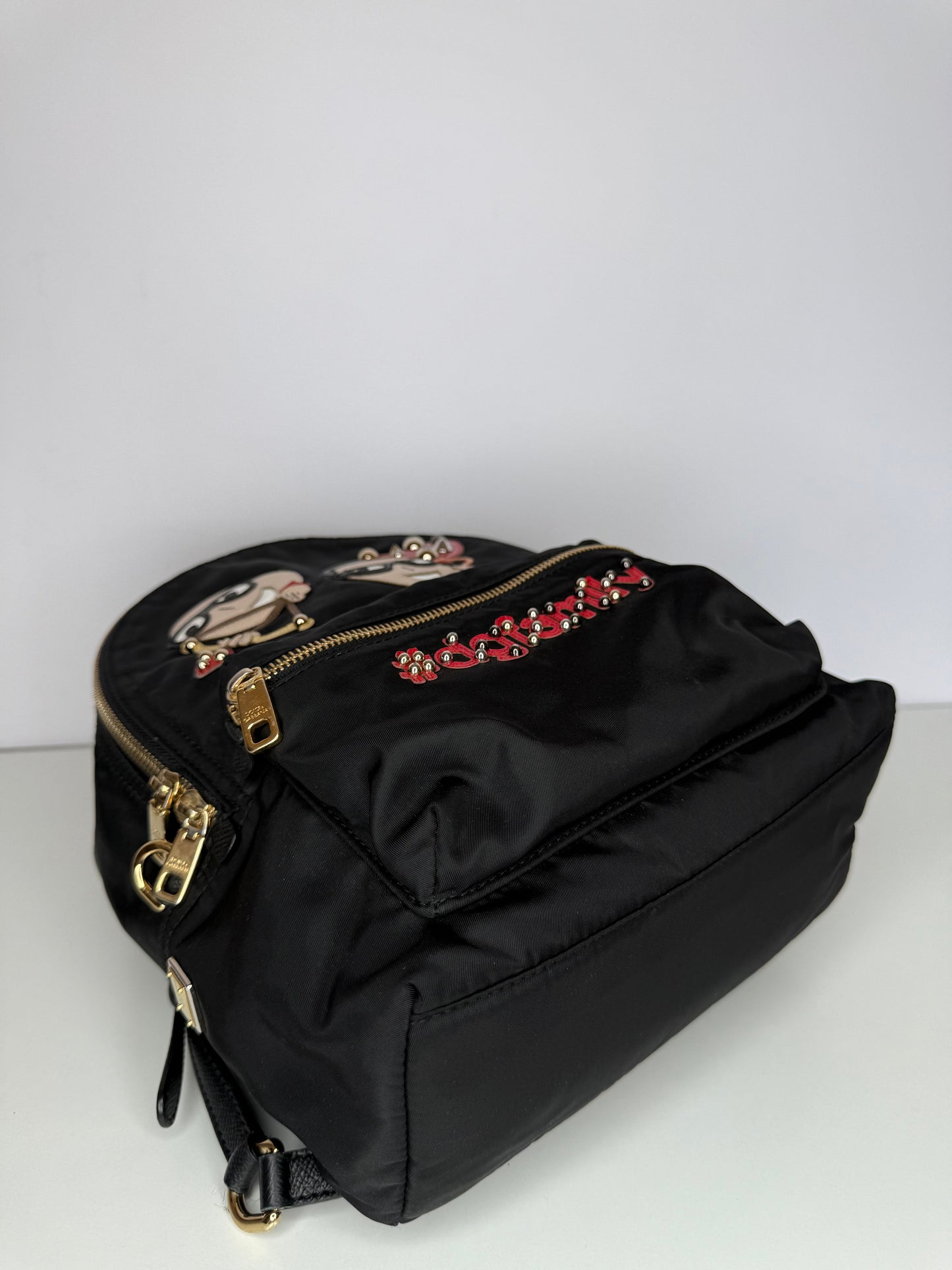 Dolce Gabbana Black Nylon DG Family Cupid Vulcano Print Backpack