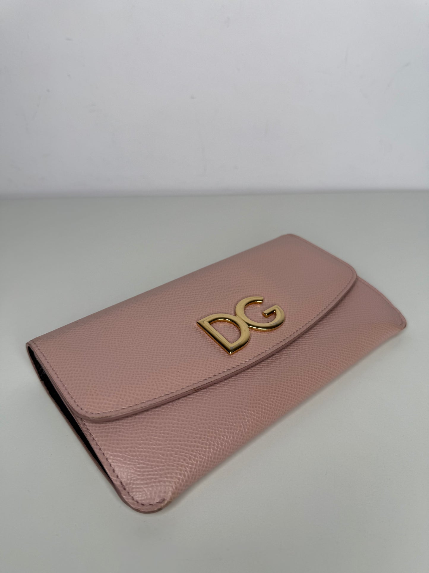 Dolce Gabbana DG Dauphine Leather Long Wallet Light Pink