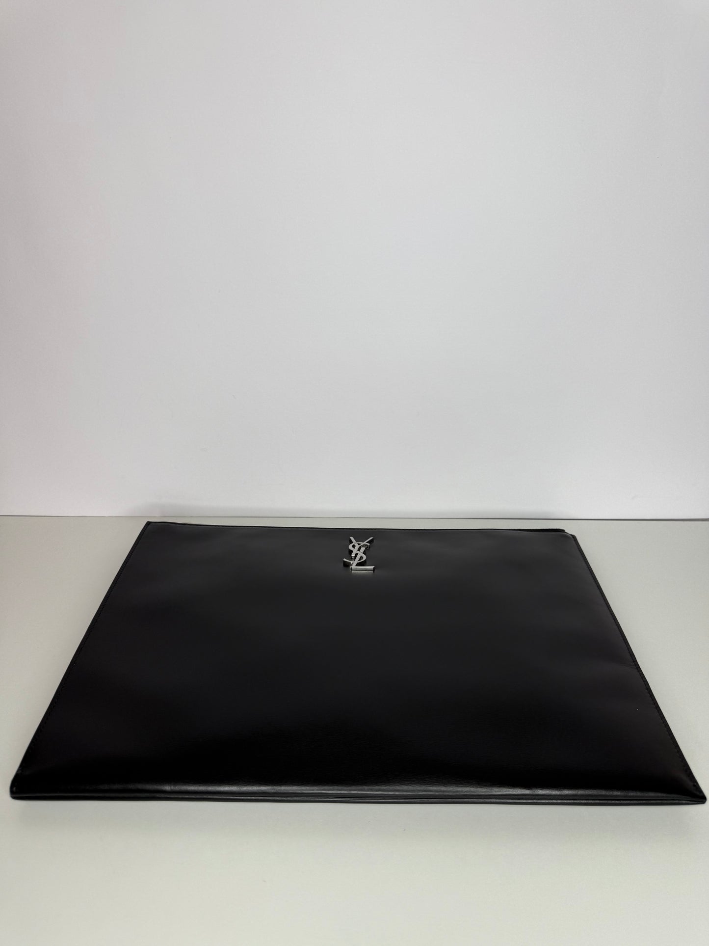 Saint Laurent Top Zip Logo Calfskin Clutch