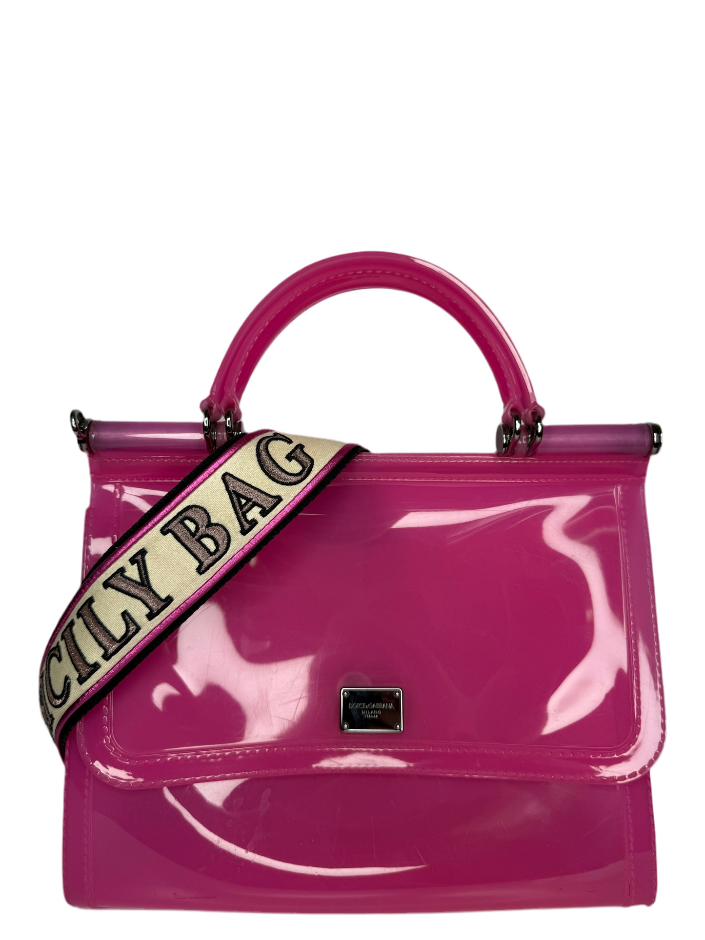 Dolce Gabbana Medium Miss Sicily Pink PVC Handbag