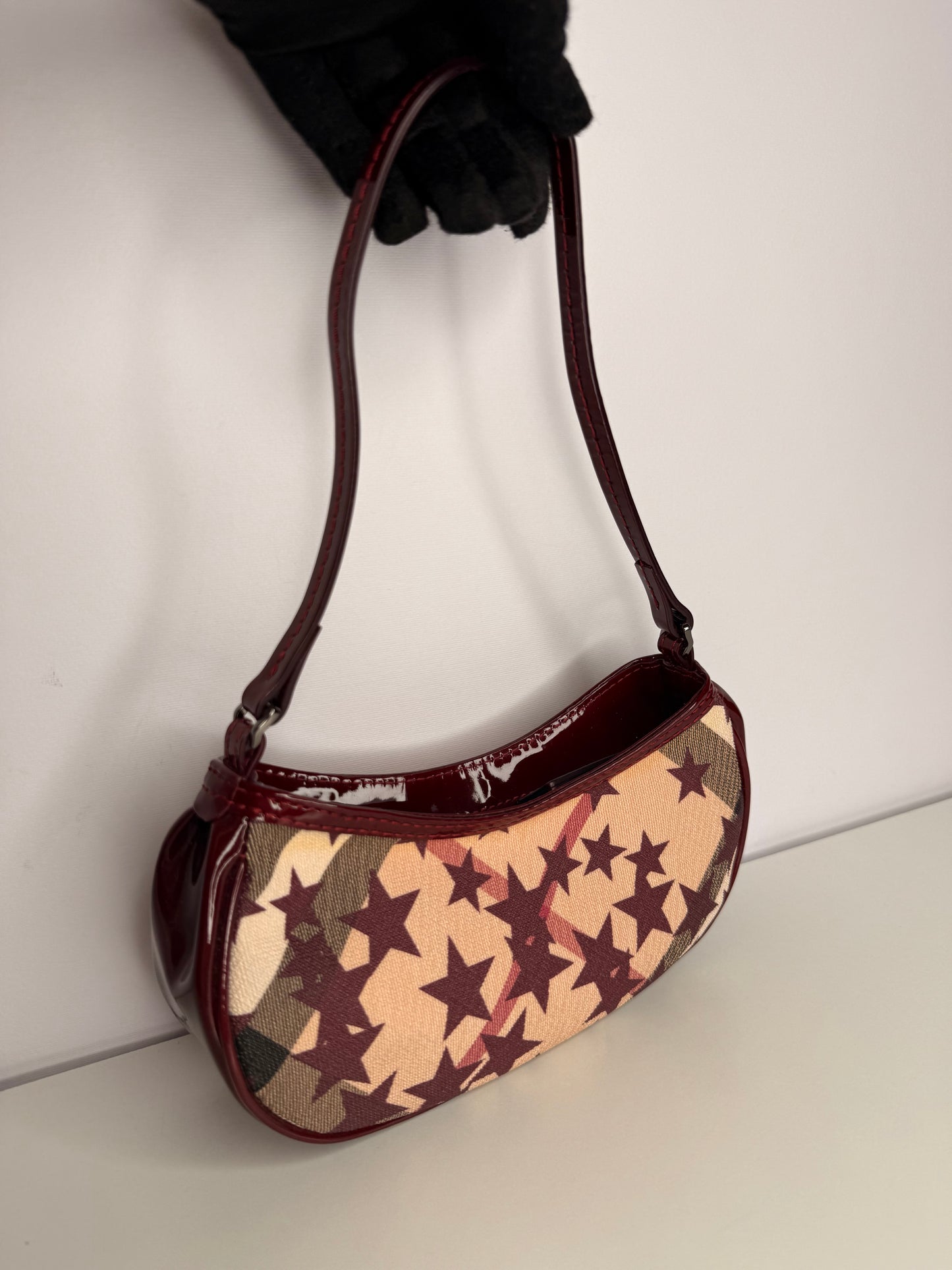 Burberry Beige/Burgundy Painswick Nova Printed Star Pochette