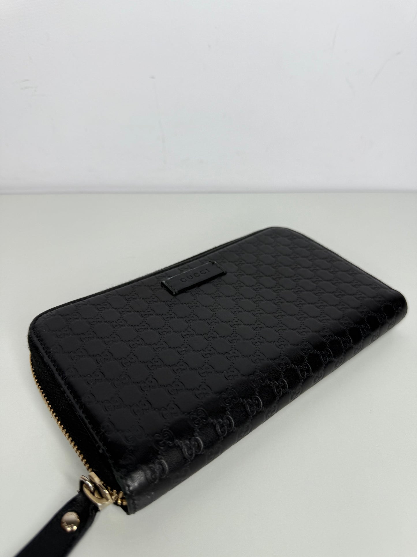 Gucci Black Microguccissima Zip Around Wallet