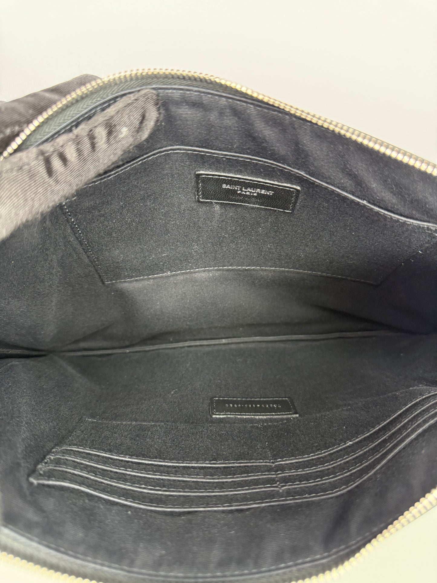 Saint Laurent Top Zip Logo Calfskin Clutch