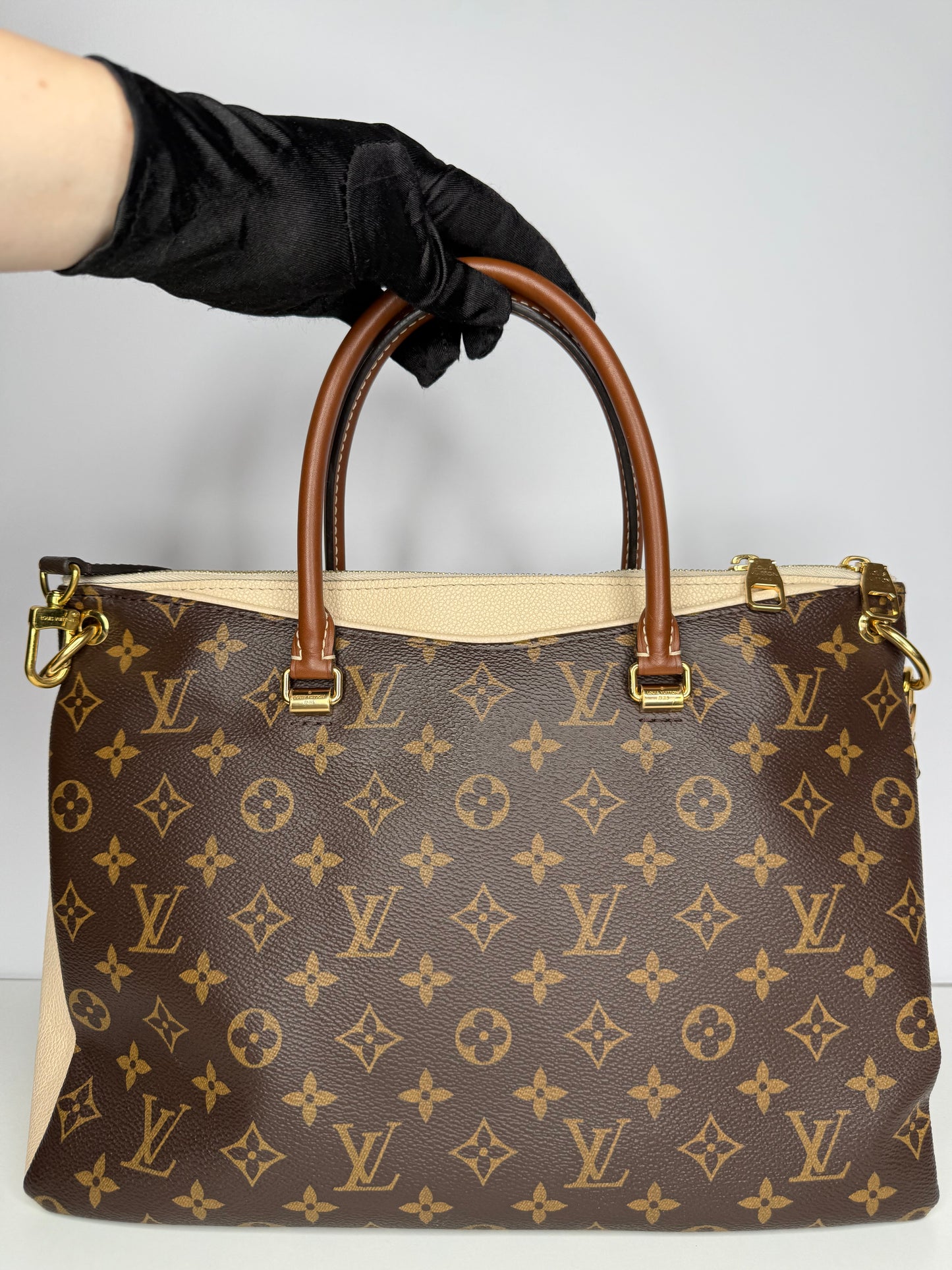 Louis Vuitton Creme Pallas Monogram Bag