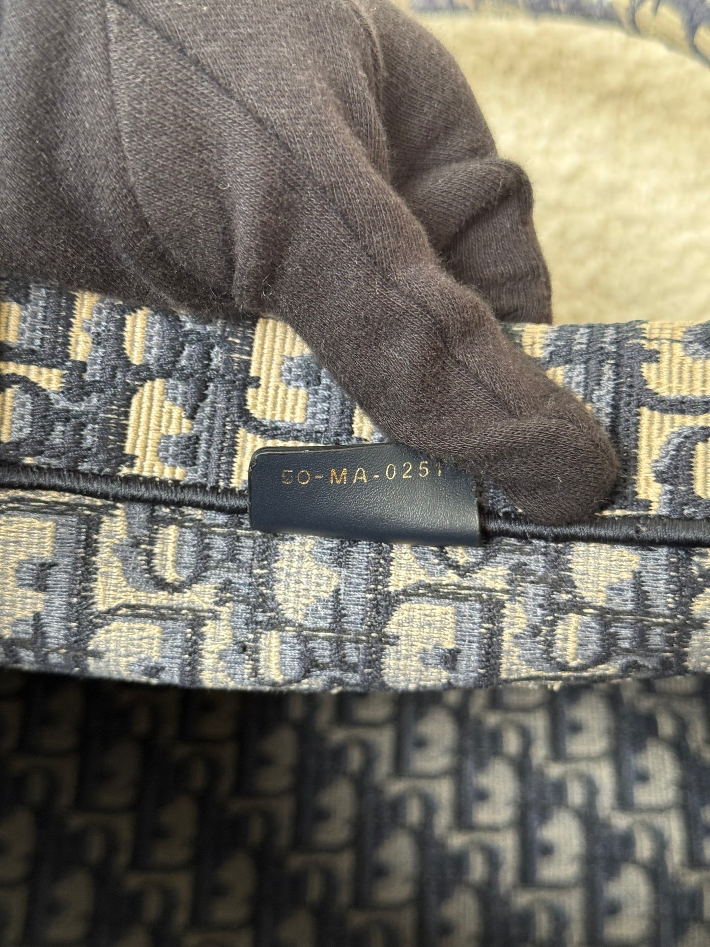 Christian Dior Medium Book Tote Ecru and Blue Dior Oblique Embroidery