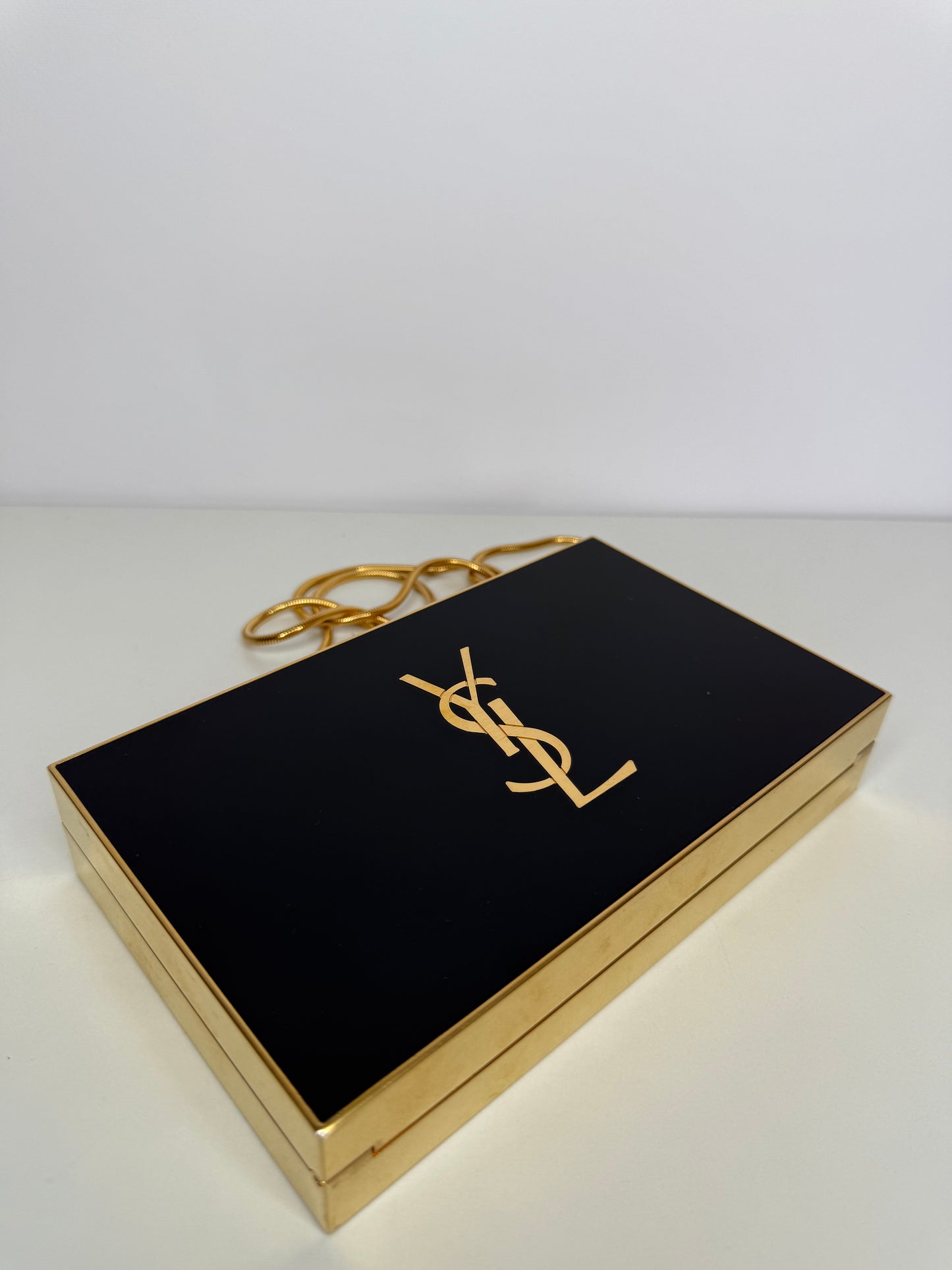 Yves Saint Laurent Plexiglass Minaudiere Tuxedo Box Clutch Black