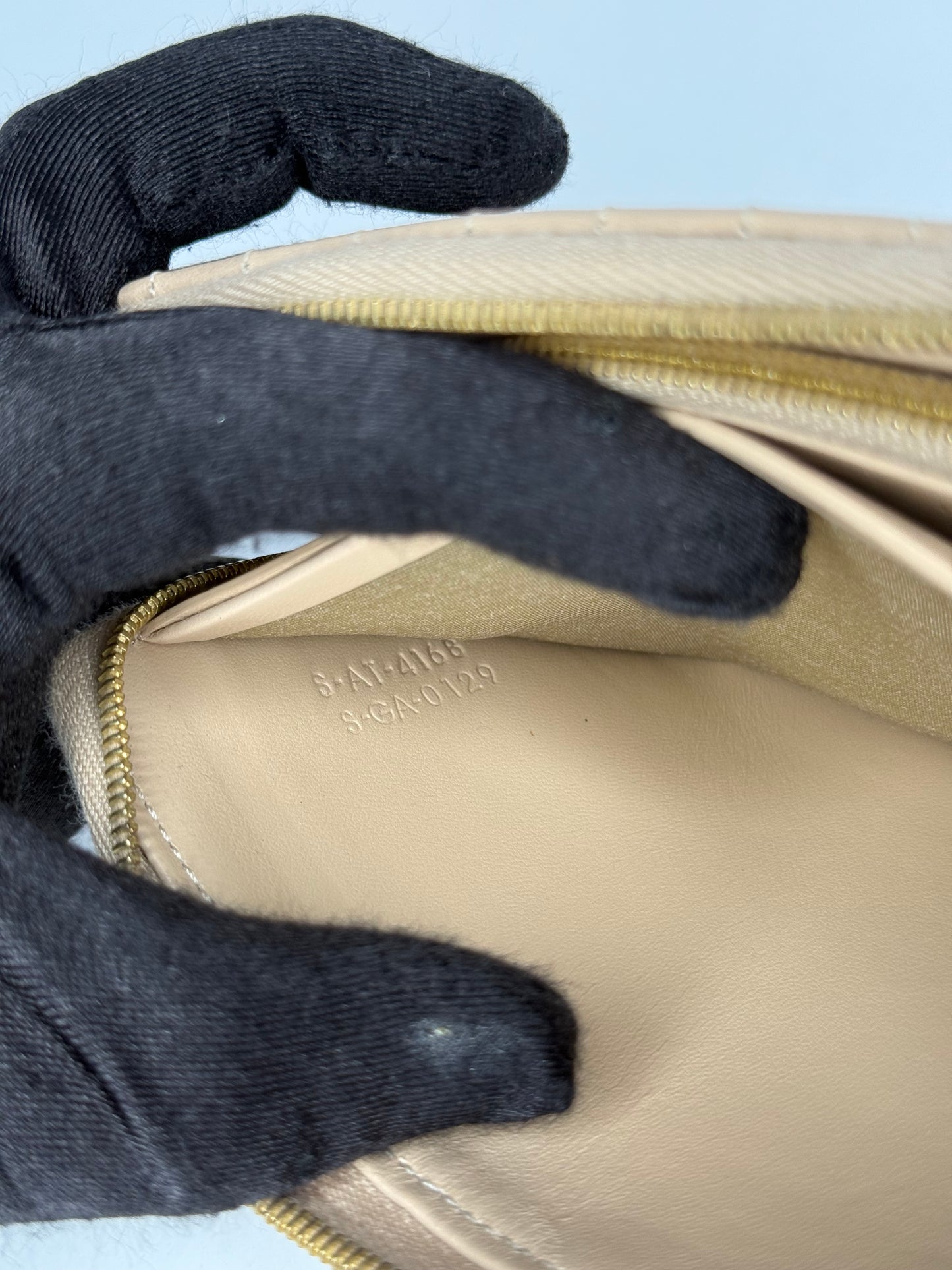 Celine Beige Quilted Continental Zipped Wallet