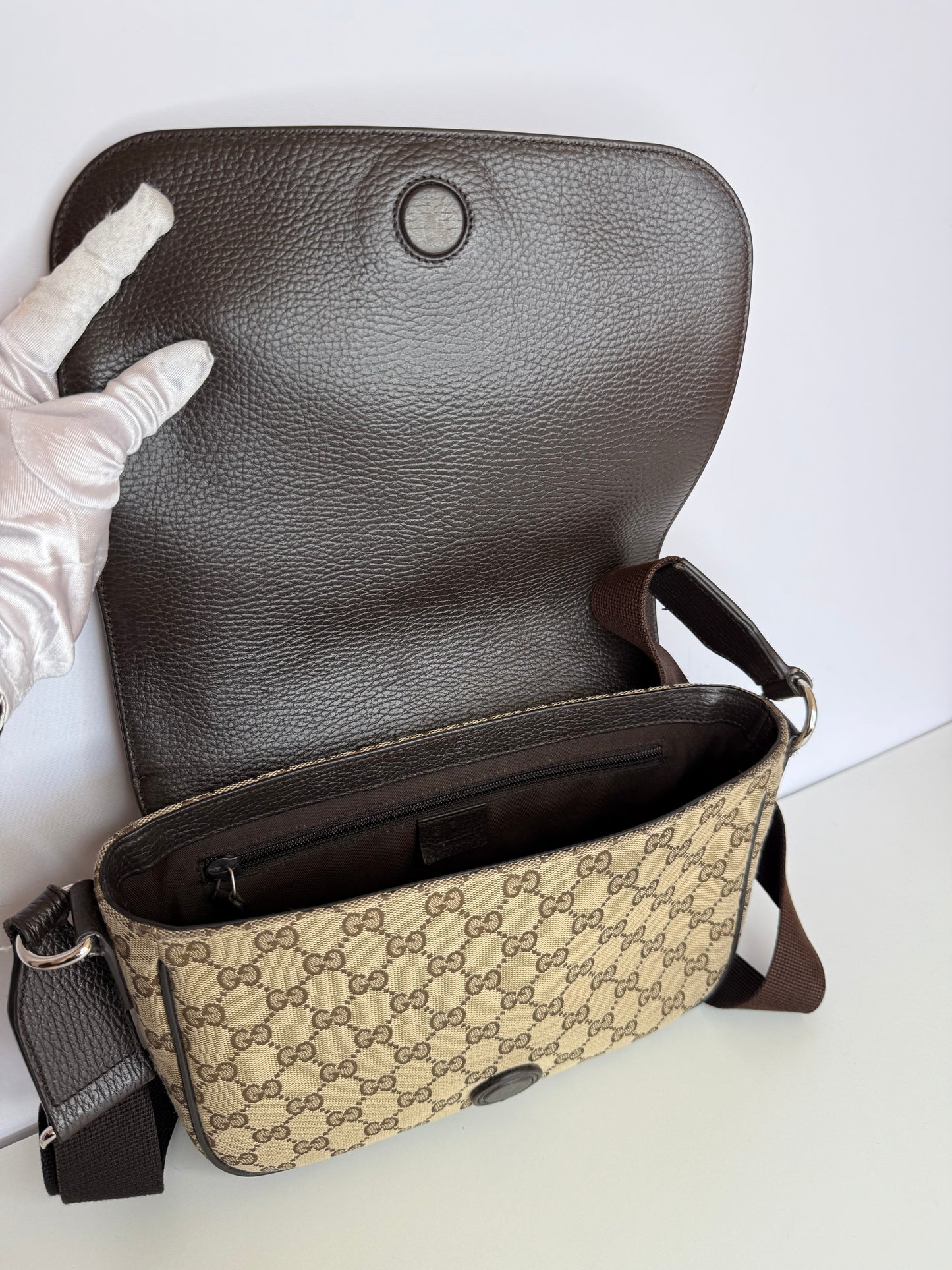 Gucci Flap GG Canvas Messenger Bag Small