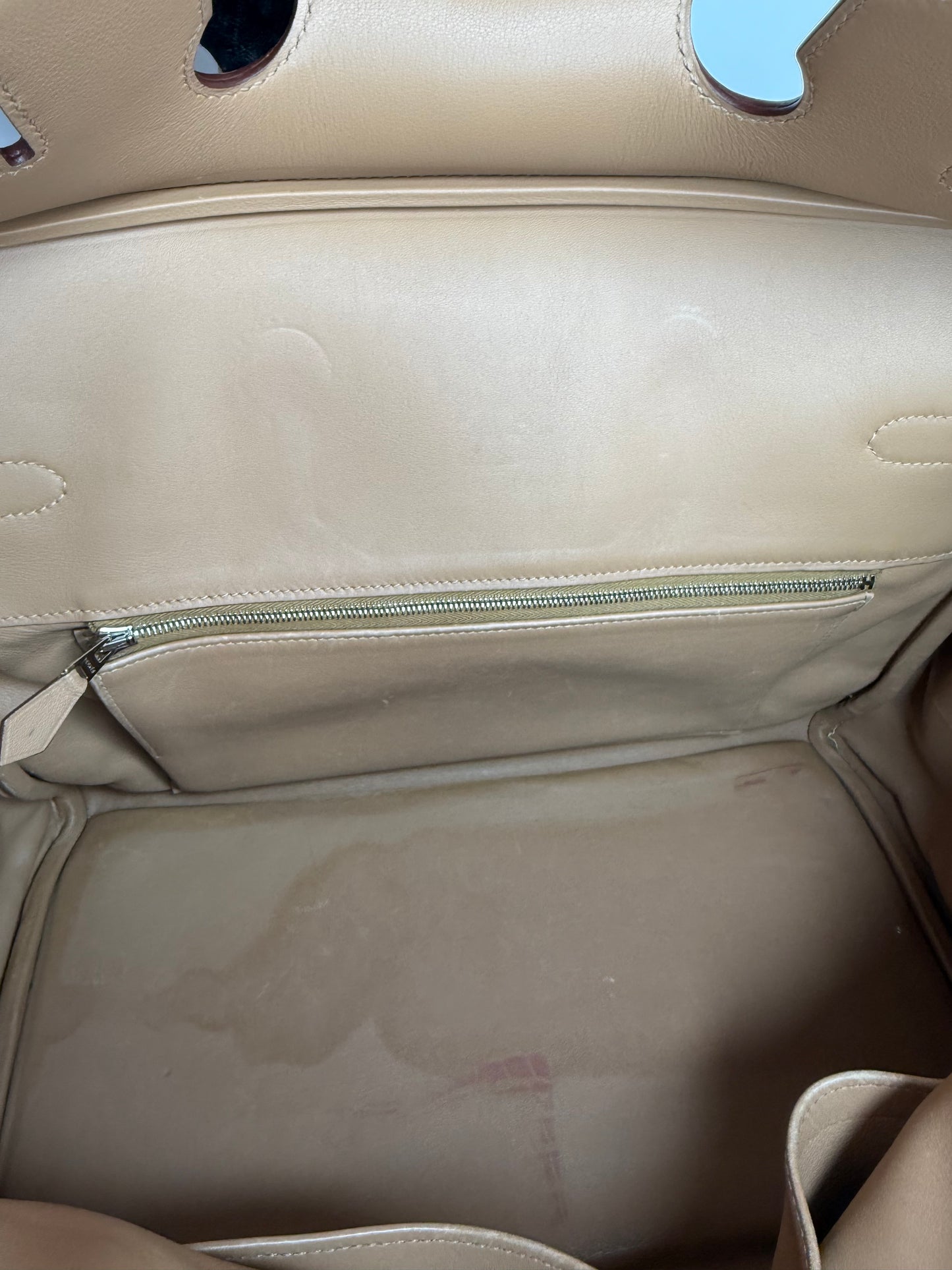 Hermès Limited Edition Birkin 35 Toile and Swift Biscuit Leather Palladium Hardware
