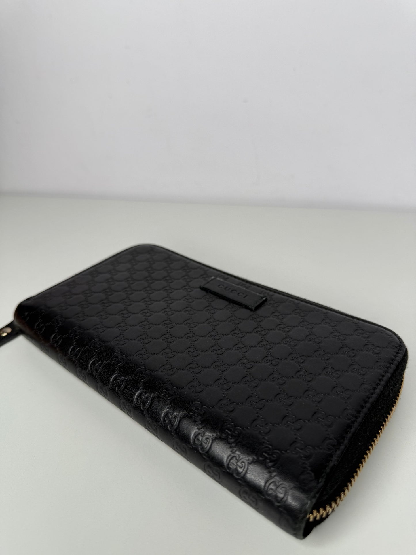 Gucci Black Microguccissima Zip Around Wallet