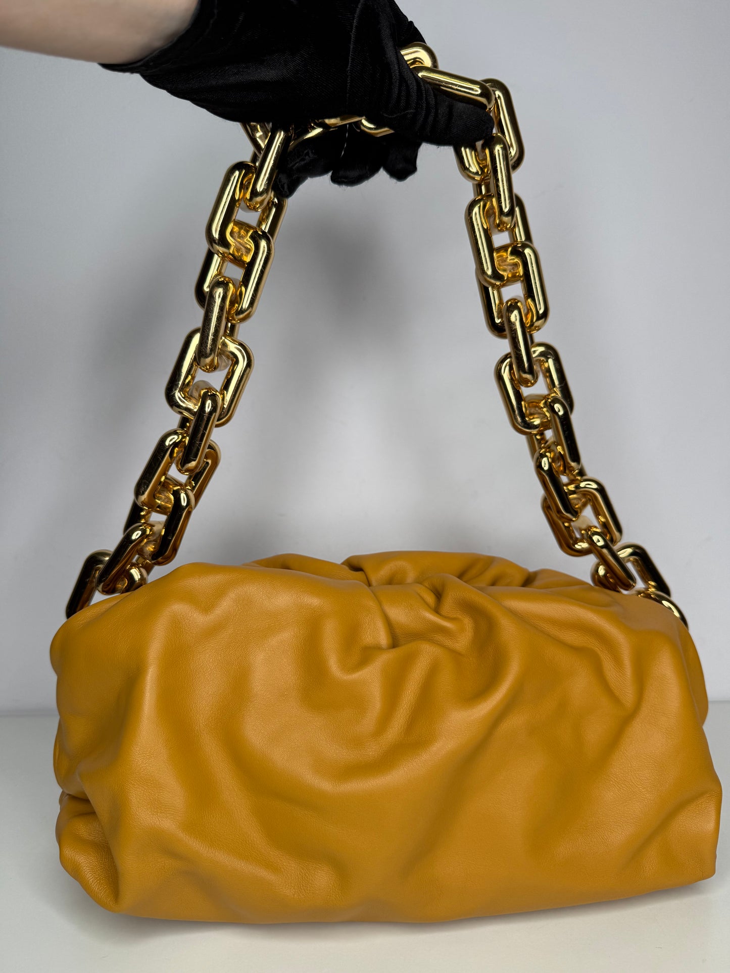 Bottega Veneta Mustard Yellow Calfskin The Chain Pouch
