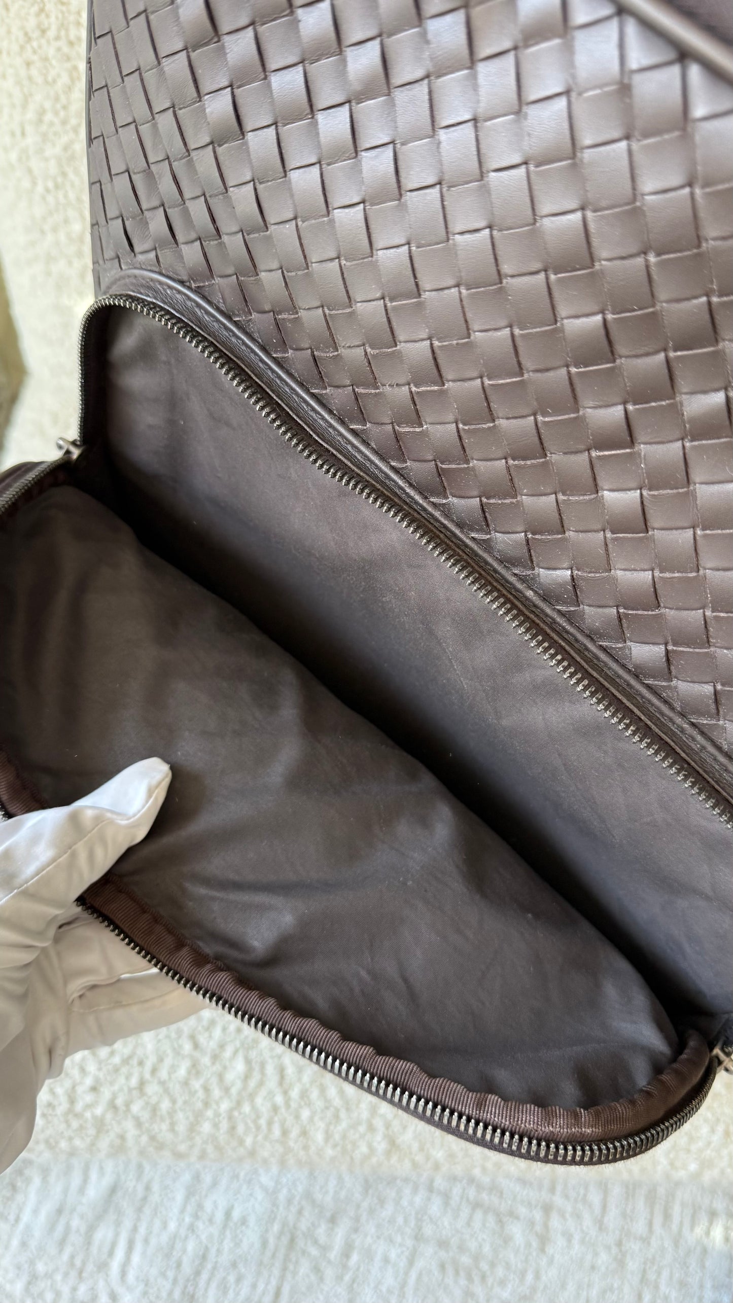 Bottega Veneta Chocolate Intrecciato Woven Leather Travel Trolley Suitcase
