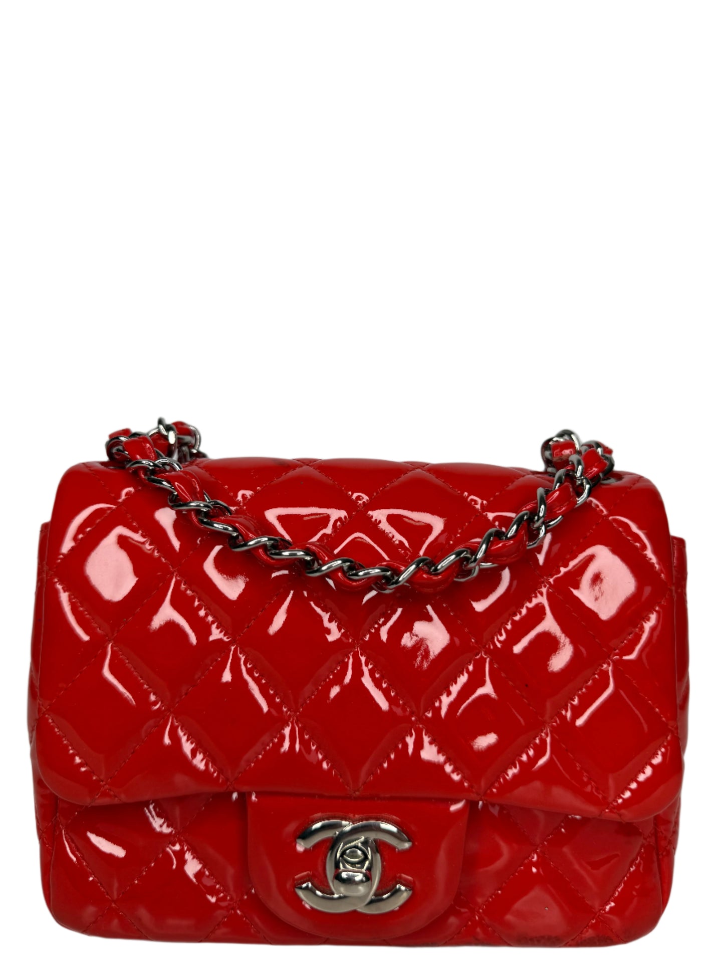 Chanel Classic Mini Flap Red Quilted Patent Leather