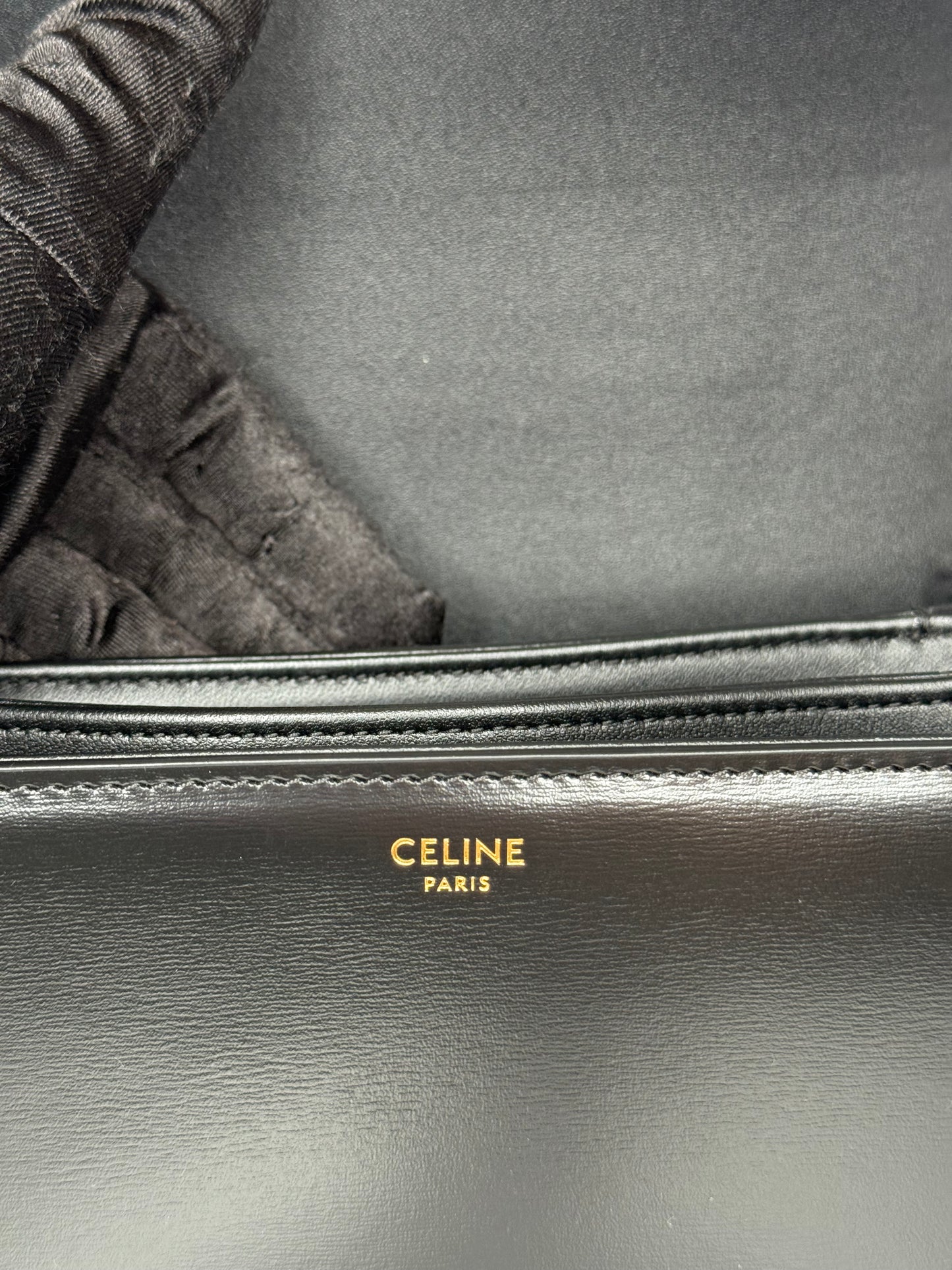 Celine Classique Triomphe Bag in Black Shiny Calfskin Brand New