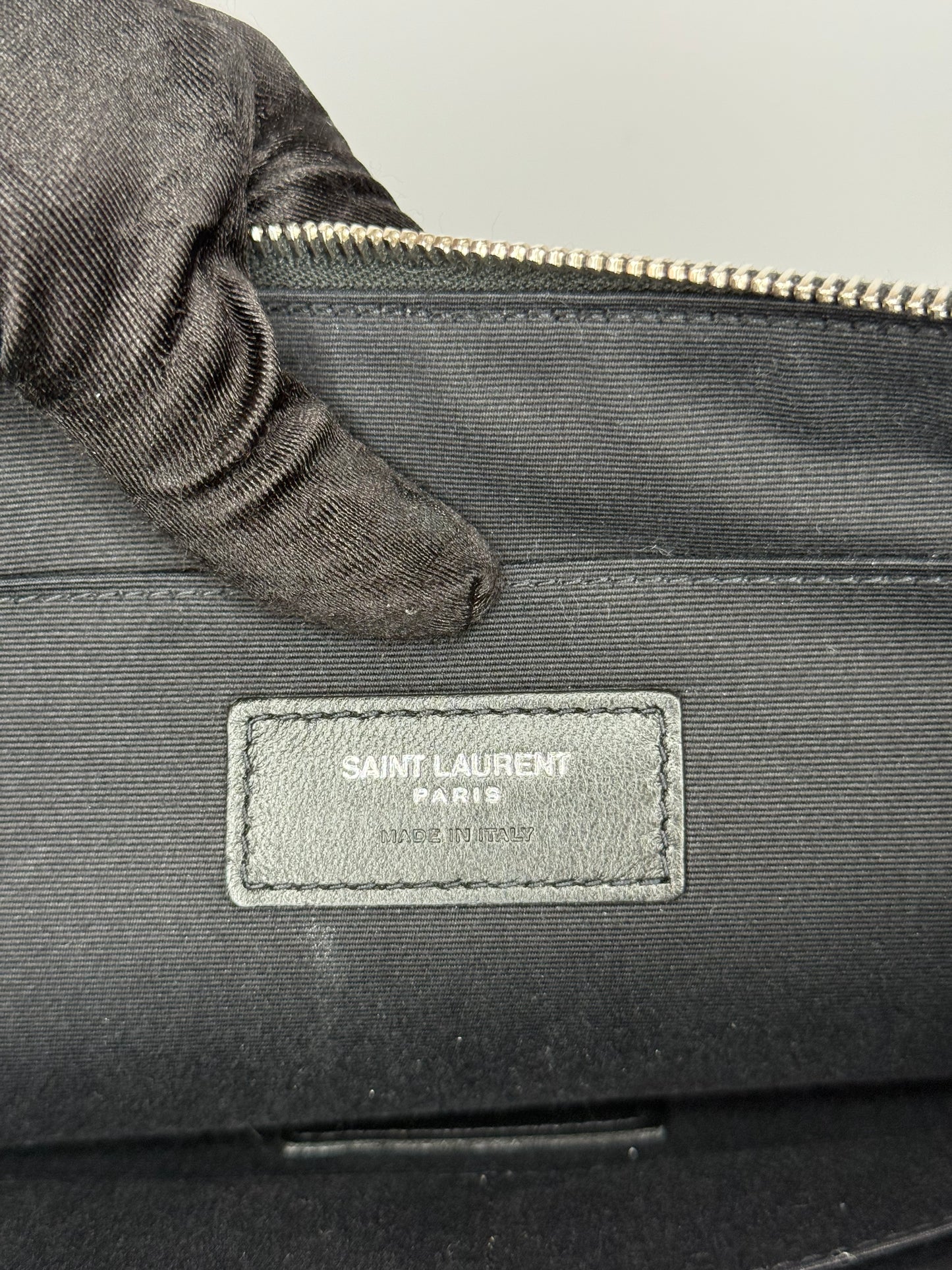 Saint Laurent Top Zip Logo Calfskin Clutch