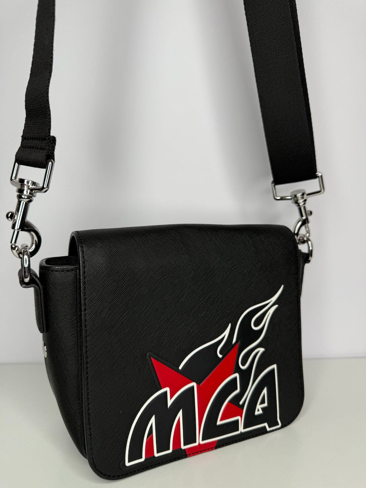 Alexander McQueen Black Leather Motel Crossbody Bag