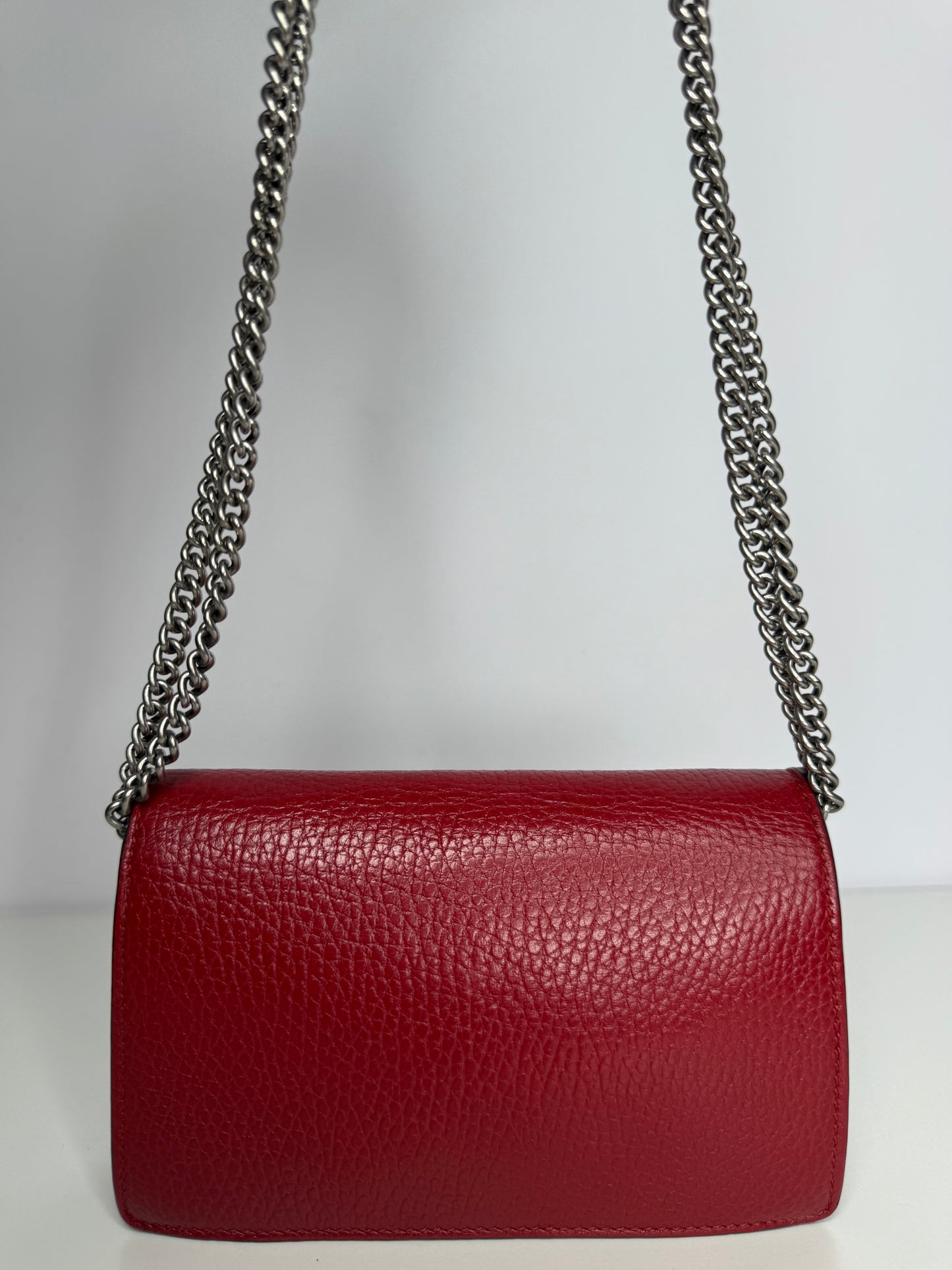 Gucci Crystal Super Mini Dionysus Red Leather Wallet on Chain