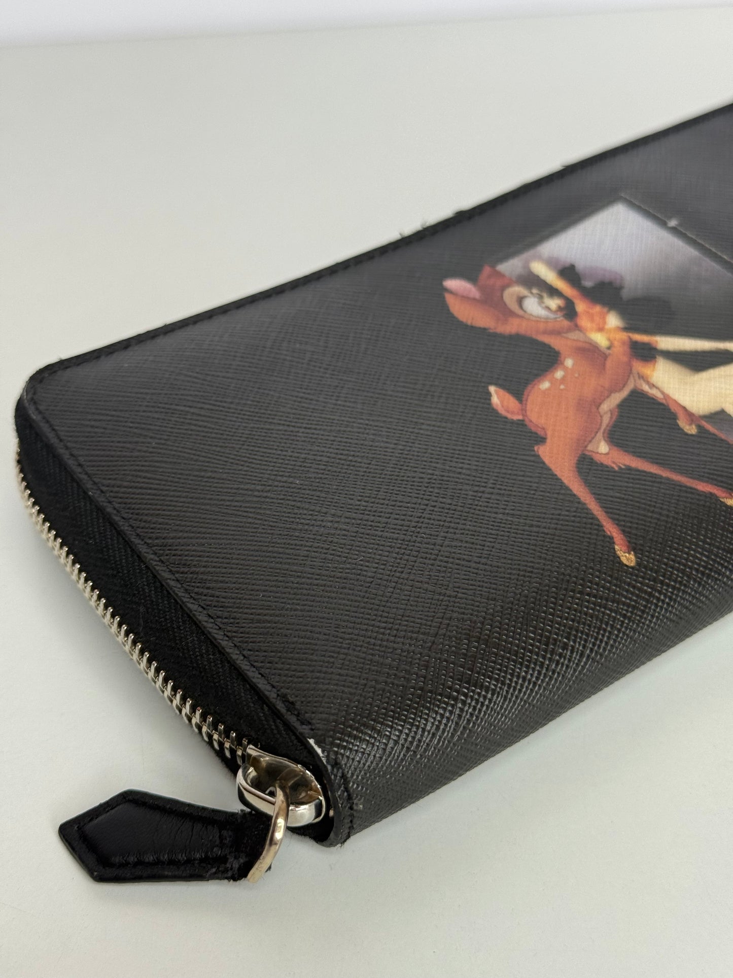 Givenchy Black Coated Canvas Bambi Zip Around Wallet