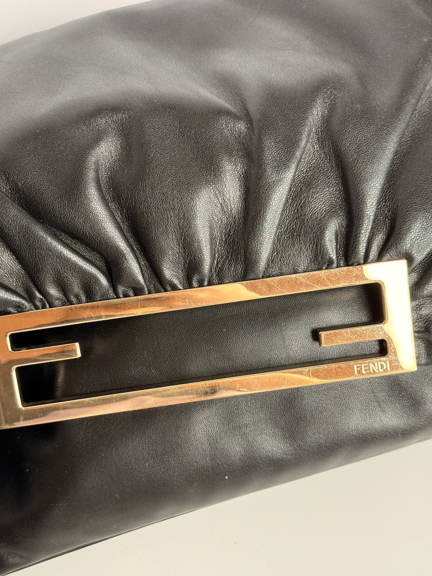 Fendi Black Leather Mia Flap Shoulder Bag