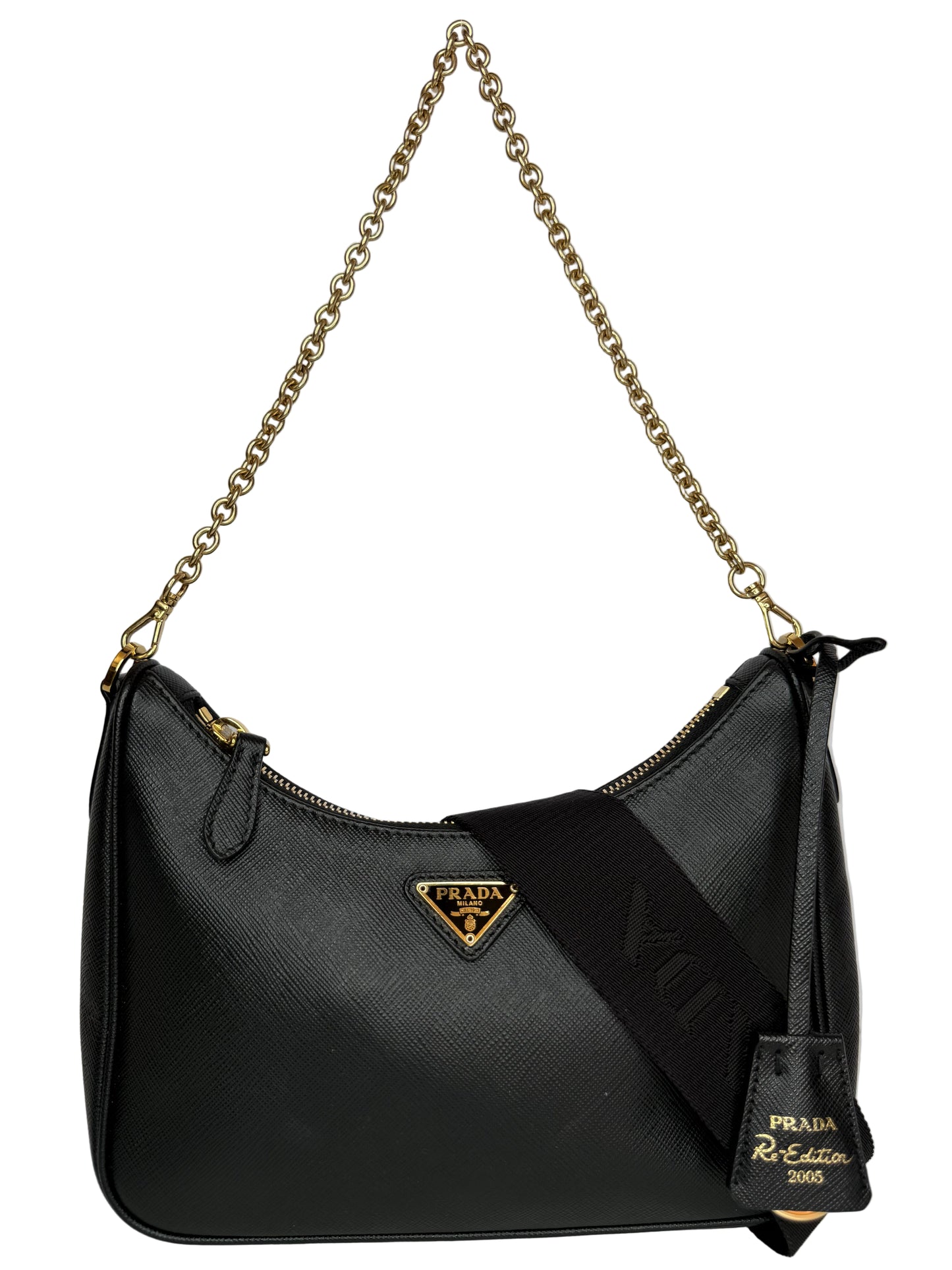 Prada Re-Edition 2005 Black Saffiano Leather Multipochette