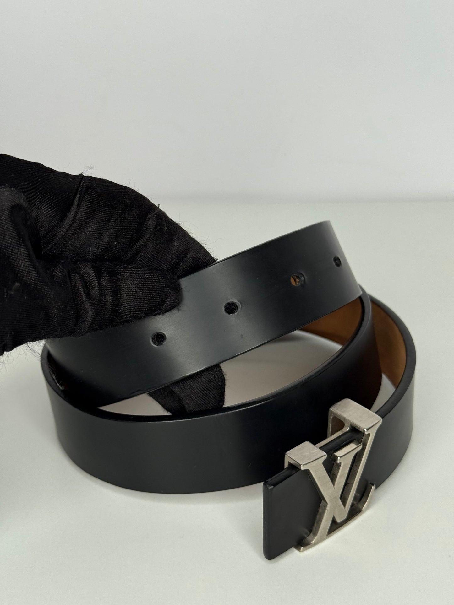 Louis Vuitton LV Initiales Belt in Black Calf Leather