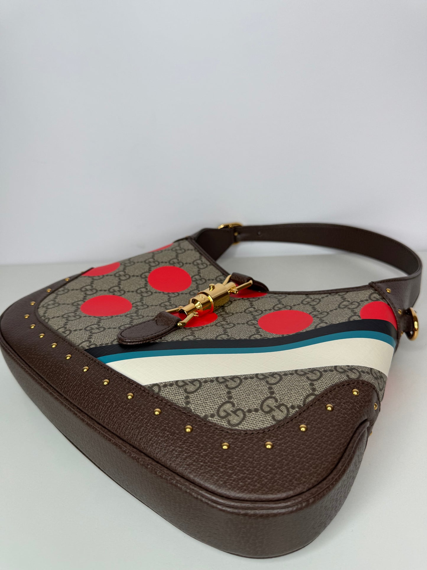 Gucci Jackie 1961 Limited Edition GG Canvas Small Polka Dot Studded Hobo