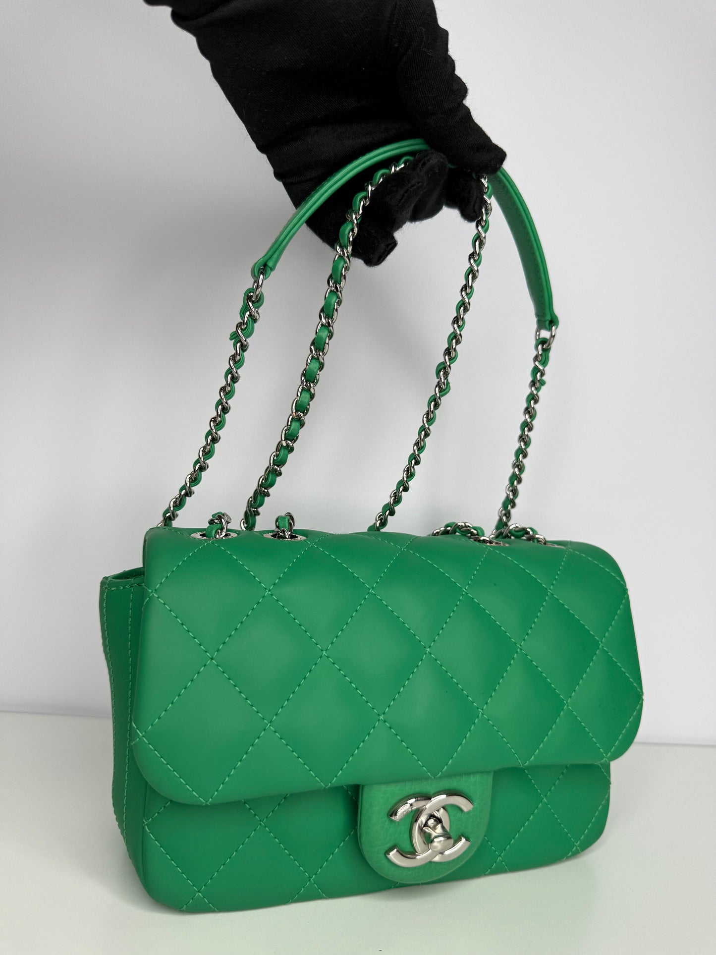 Chanel Paris-Seoul Small Coco Rain Green Rubber Flap Bag