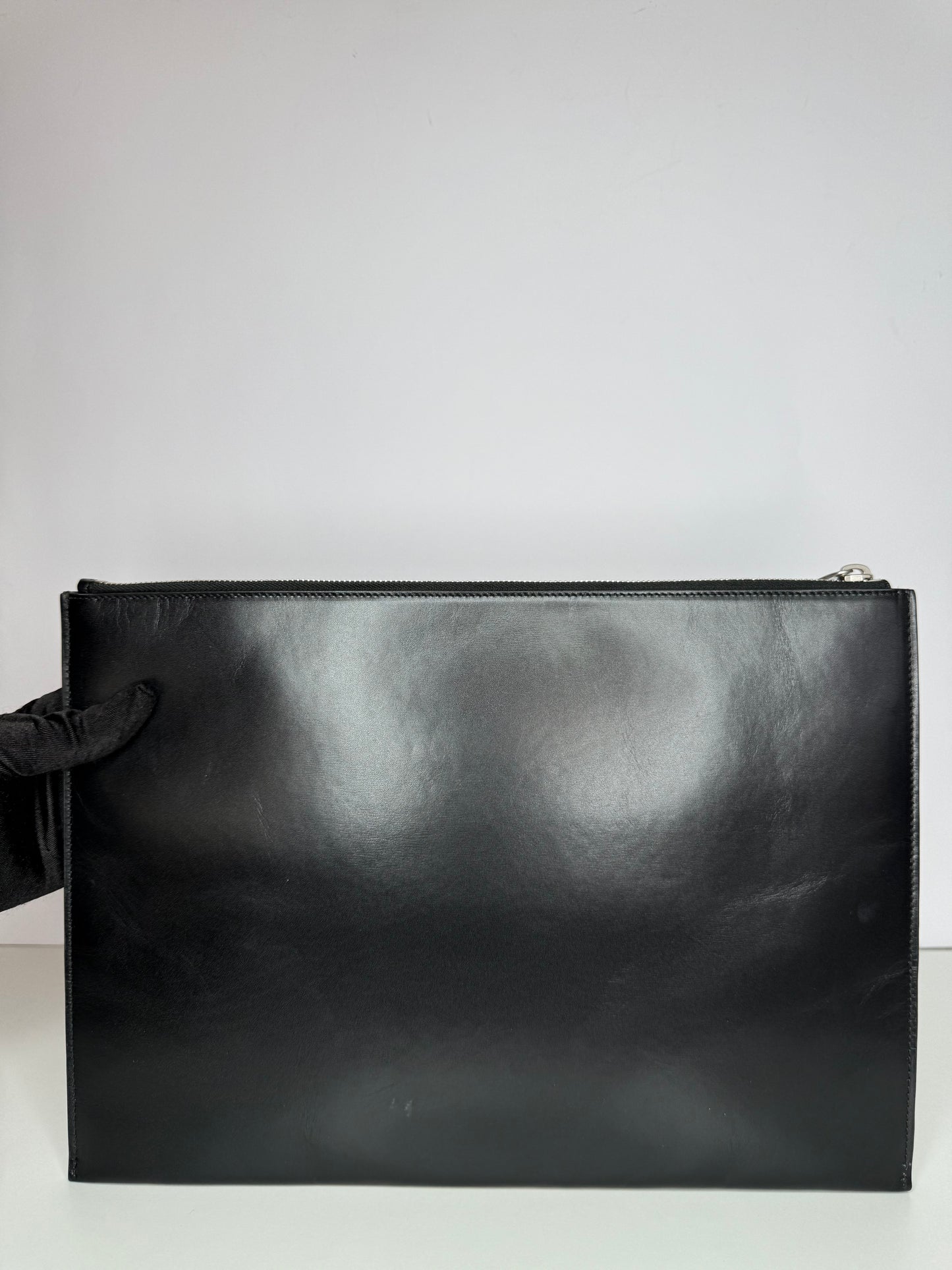Saint Laurent Top Zip Logo Calfskin Clutch