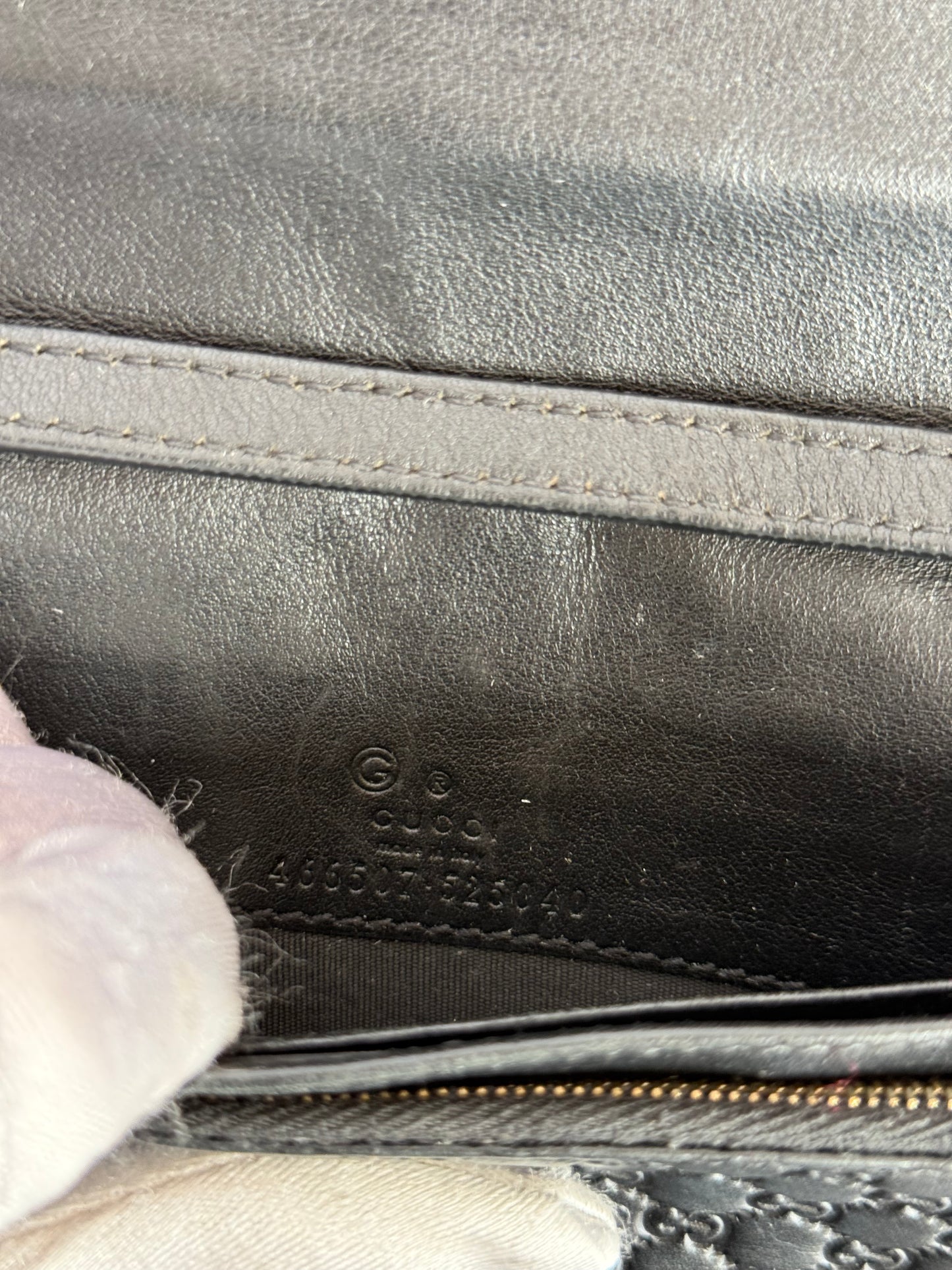 Gucci Black Microguccissima Wallet on Strap Crossbody Bag
