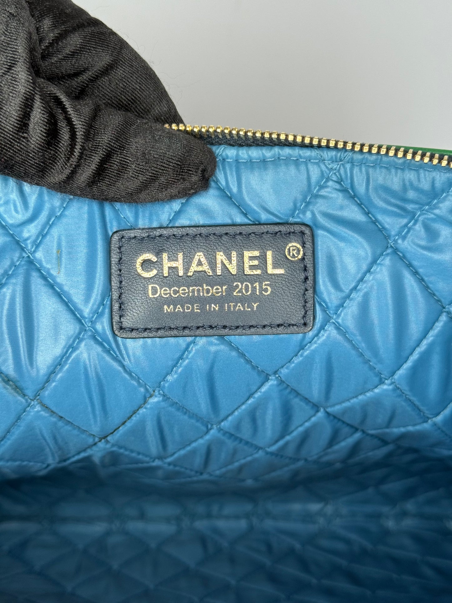 Chanel Multicolore Calfskin Leather Patchwork O-Case Large Zip Pouch