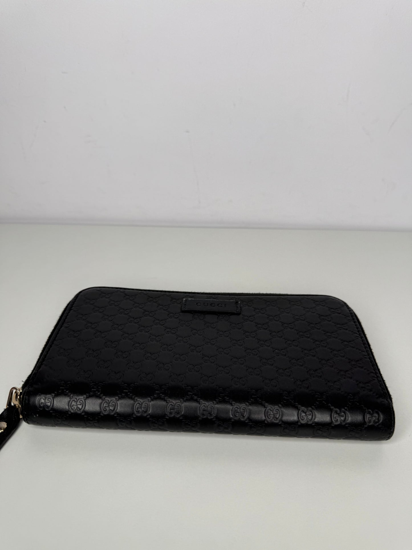 Gucci Black Microguccissima Zip Around Wallet