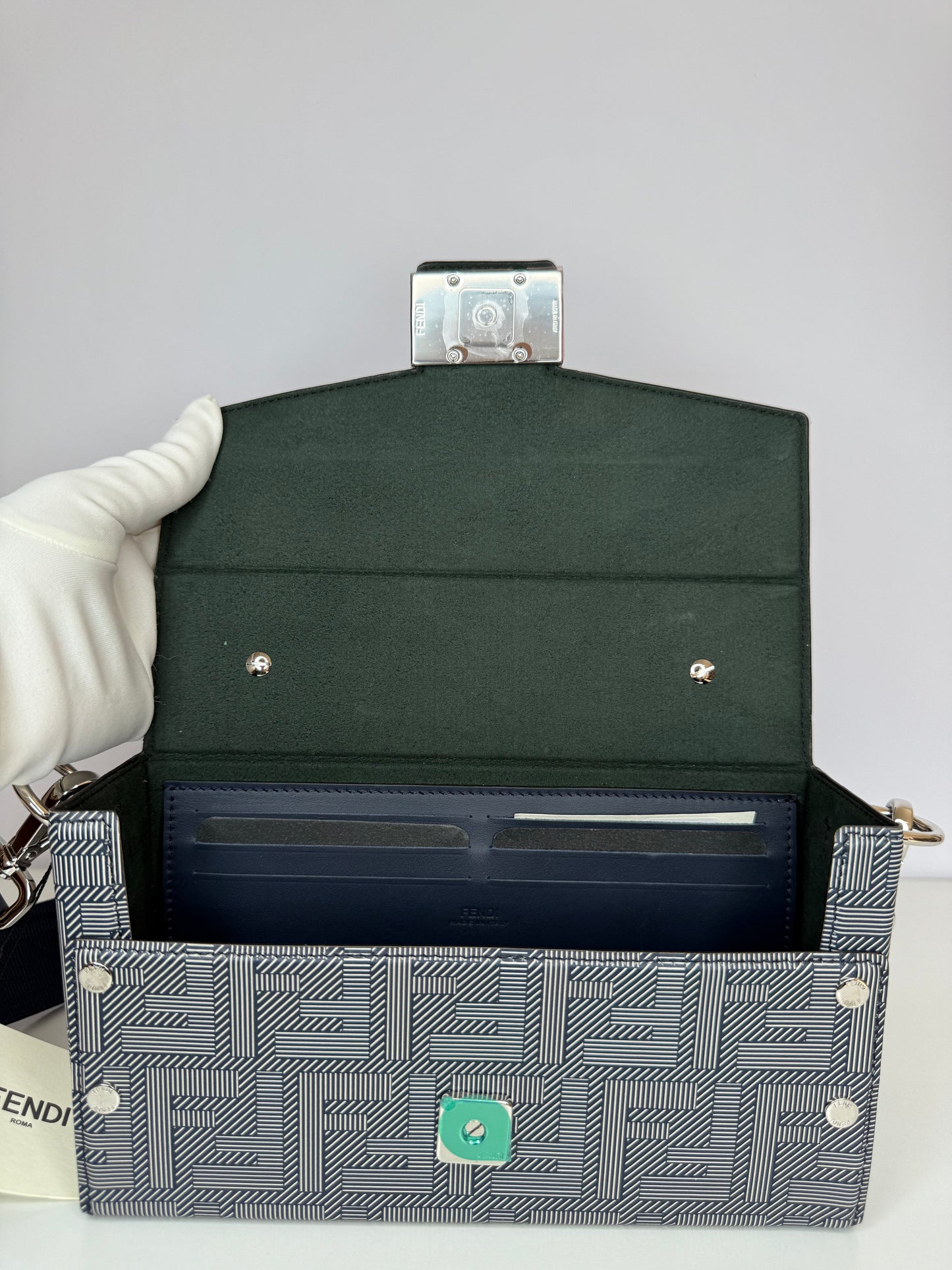 Fendi Unisex Baguette Soft Trunk Messenger Bag Blue