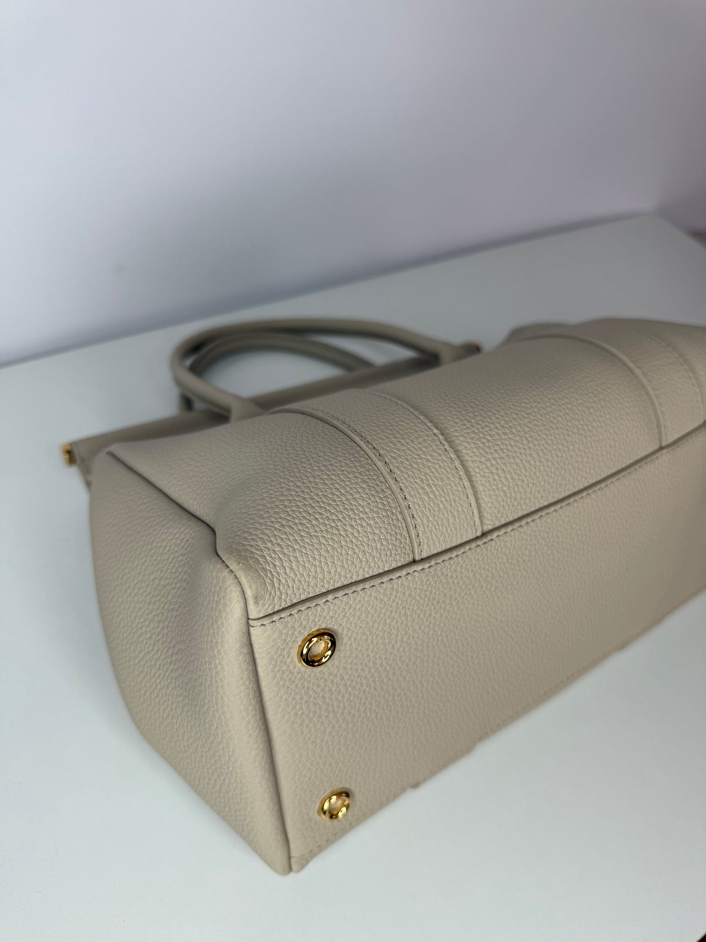 Loro Piana Loom bag L25 Grained Calfskin Light Travertine/Sun Gold