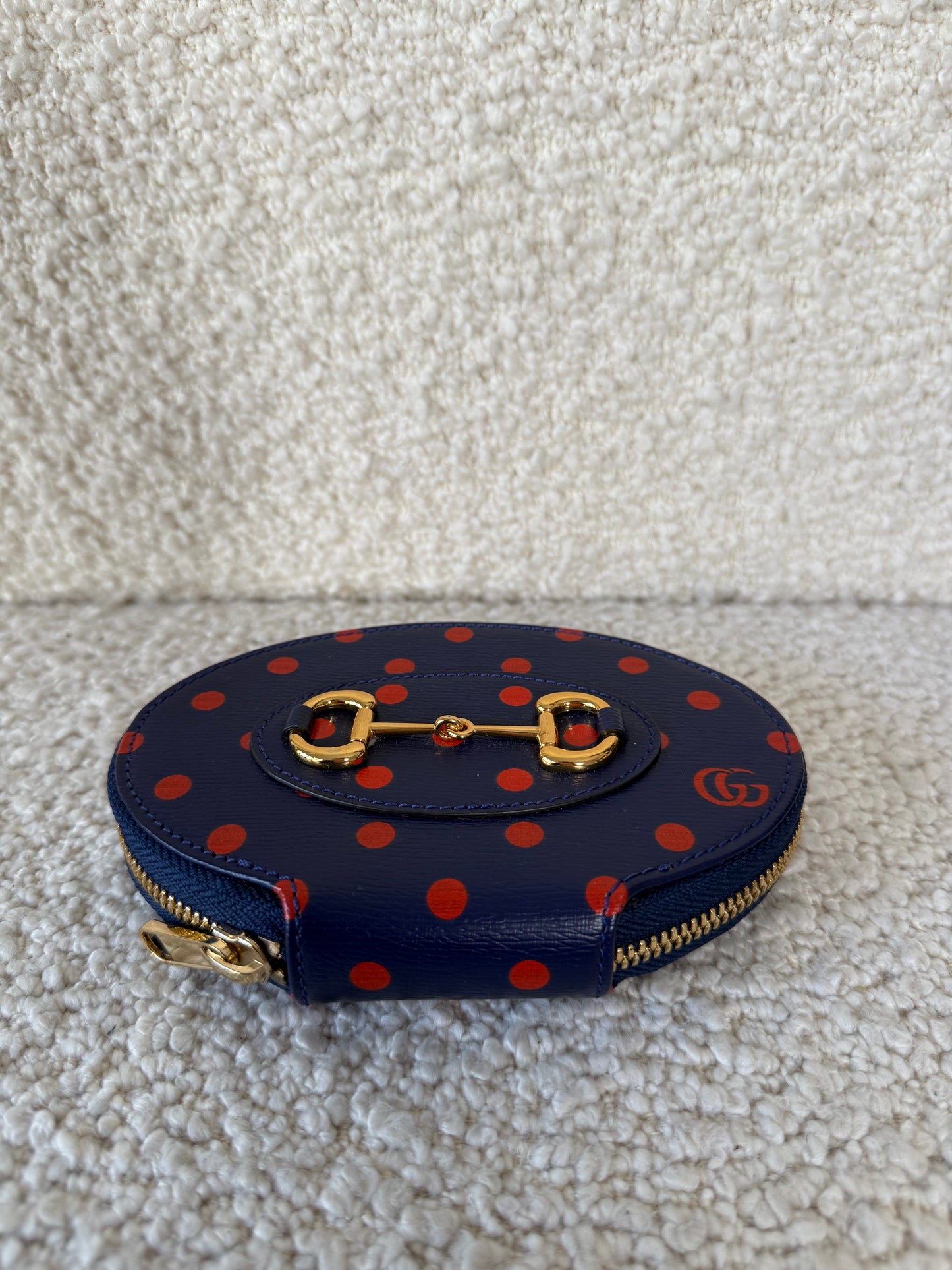 Gucci 1955 Horsebit Polka Dot Leather Oval Coin Purse