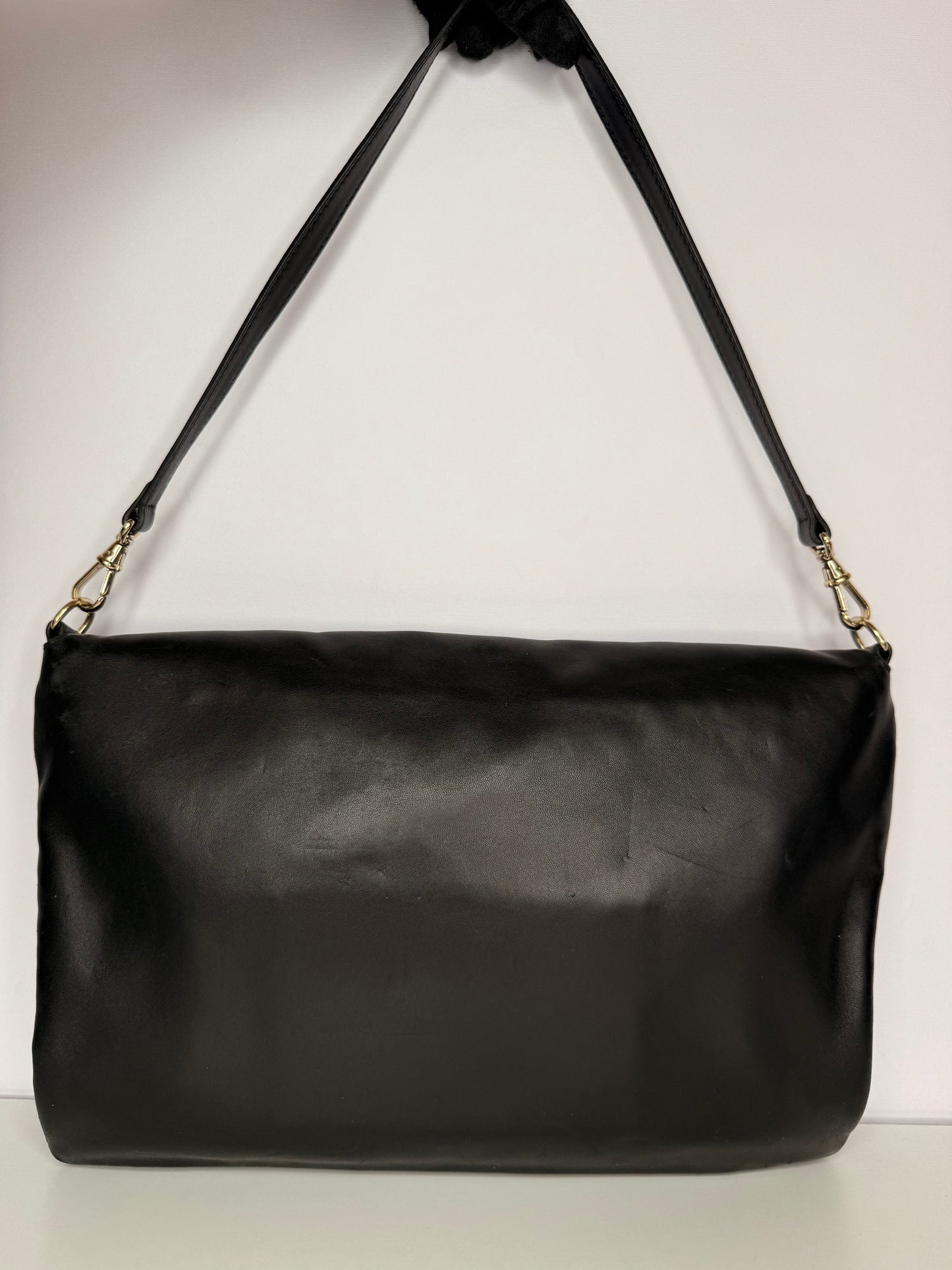 Fendi Black Leather Mia Flap Shoulder Bag