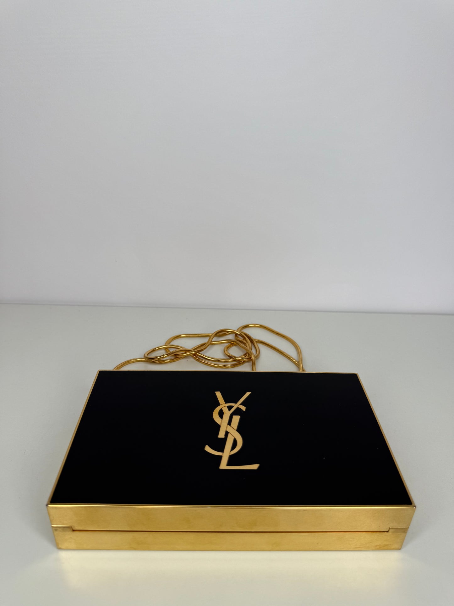 Yves Saint Laurent Plexiglass Minaudiere Tuxedo Box Clutch Black