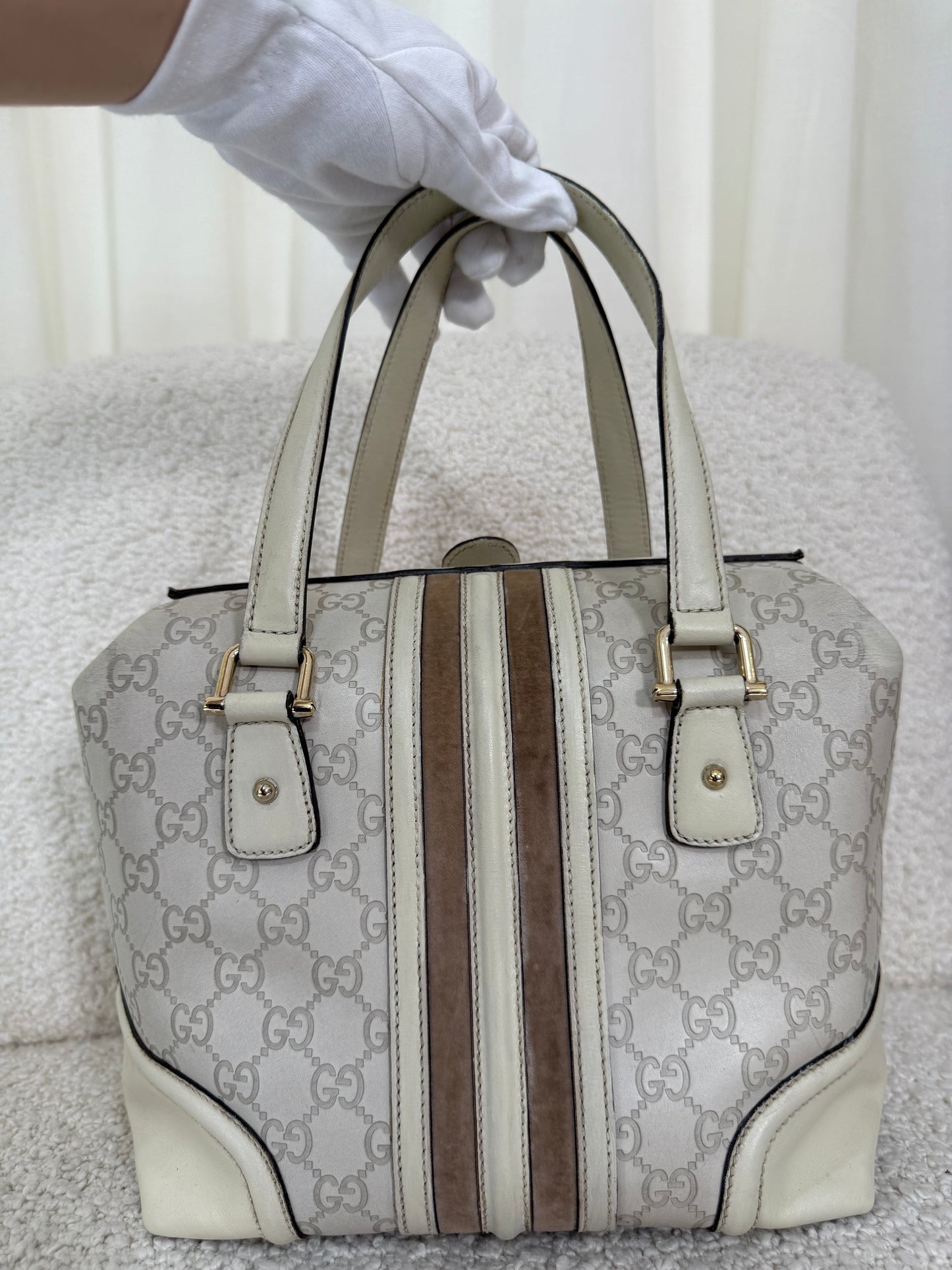 Gucci Off White Guccissima Leather Treasure Boston Bag