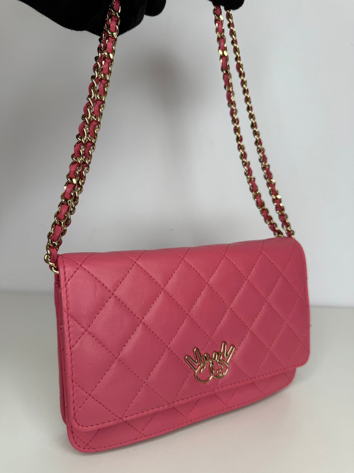 Chanel Pink Quilted Lambskin Emoticon Wallet on Chain