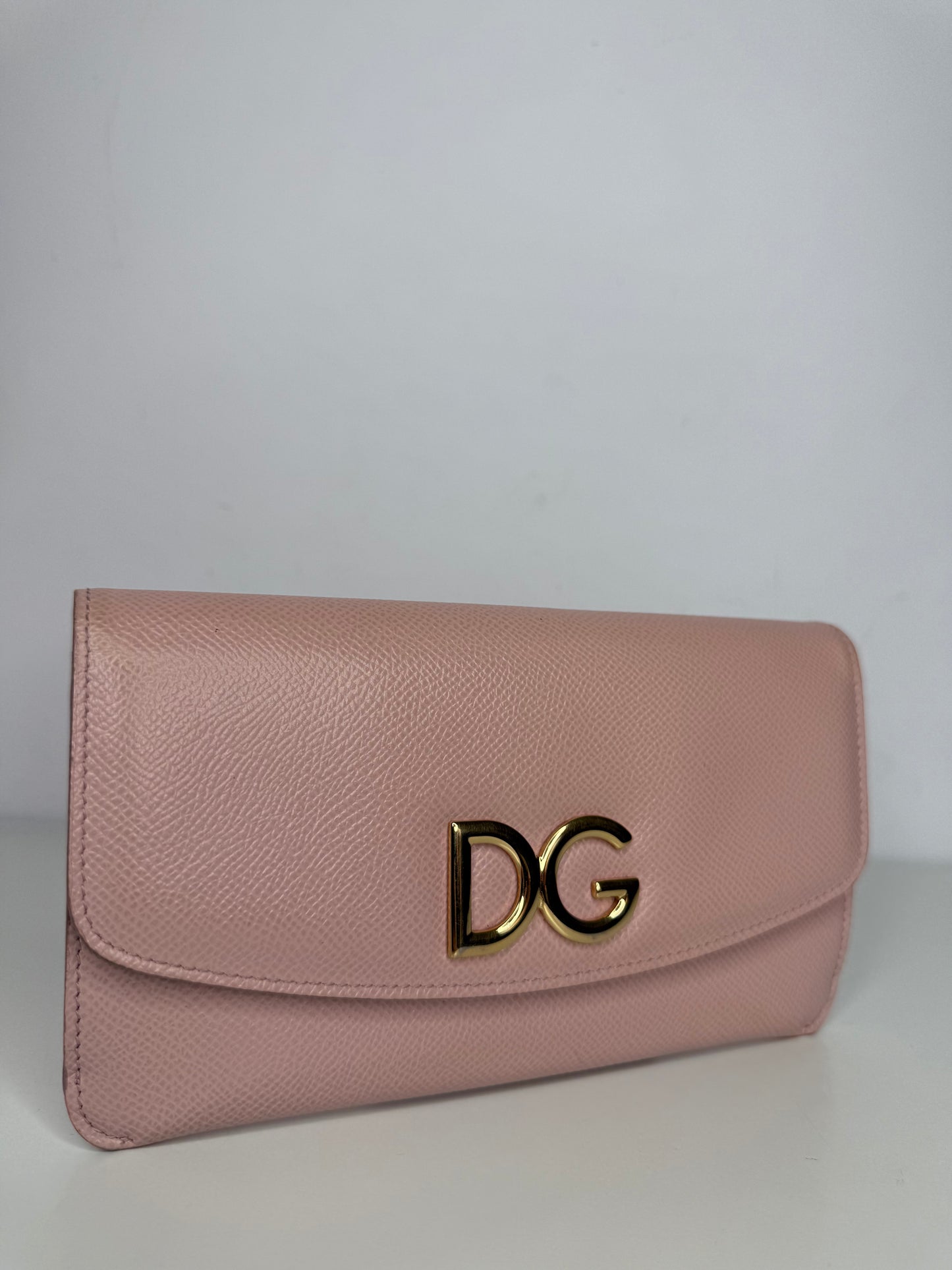 Dolce Gabbana DG Dauphine Leather Long Wallet Light Pink
