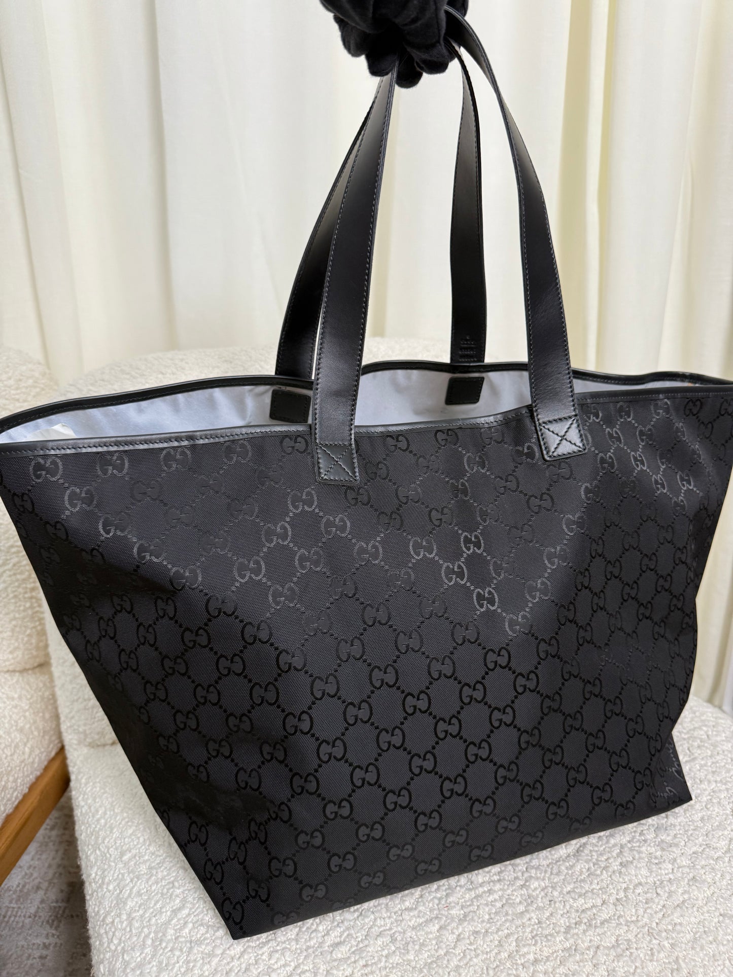 Gucci Black GG Canvas Nylon Tote Bag