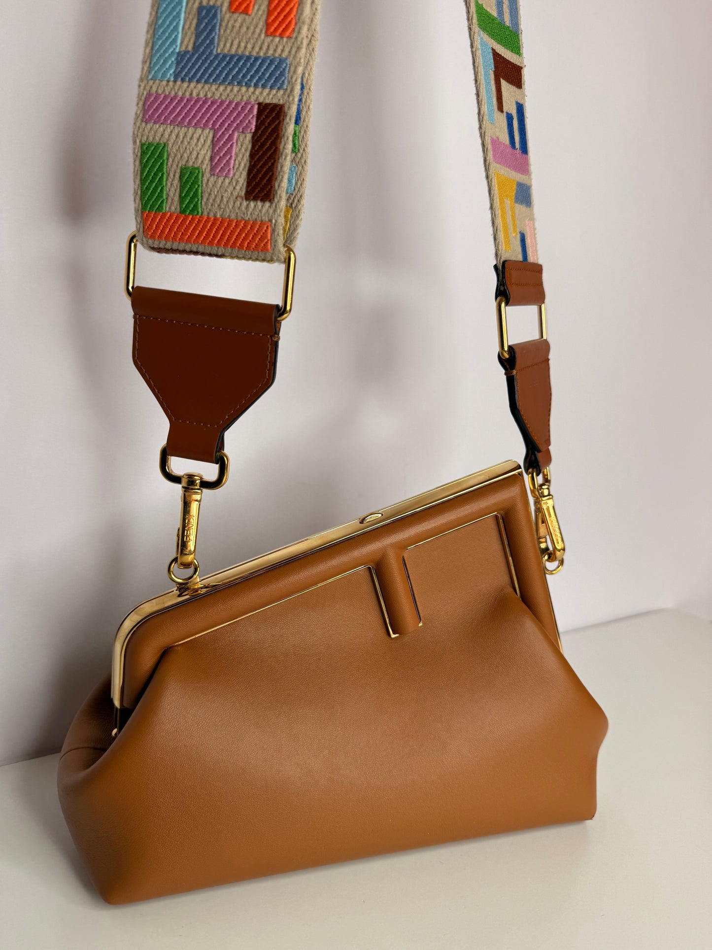 Fendi First Small Shiny Nappa Caramel Bag