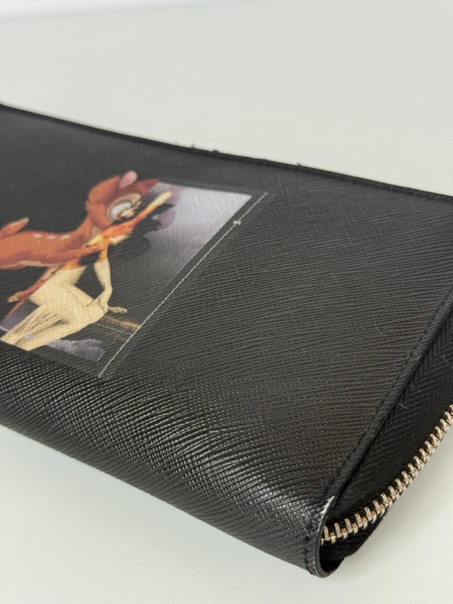 Givenchy Black Coated Canvas Bambi Zip Around Wallet