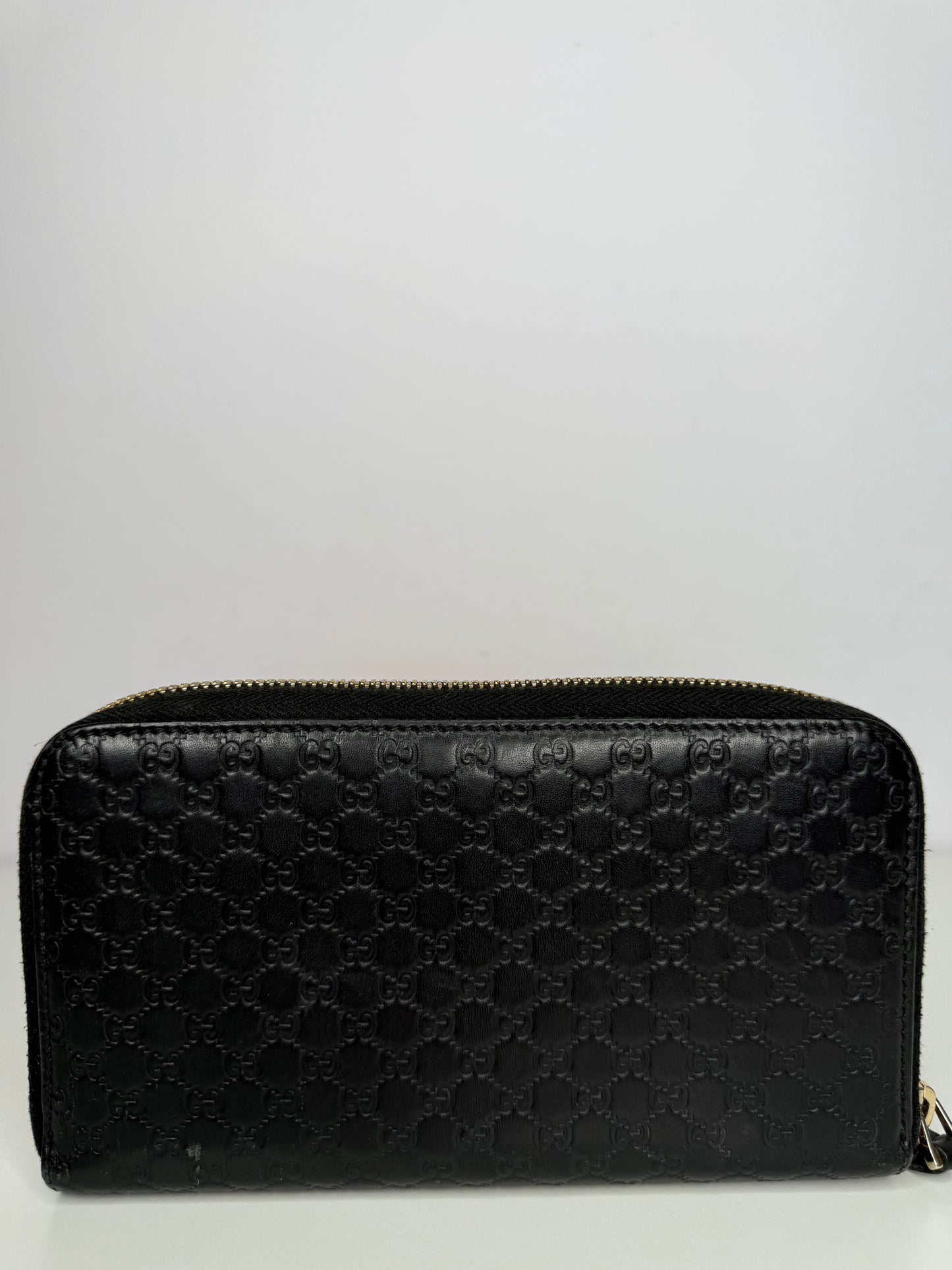 Gucci Black Microguccissima Zip Around Wallet