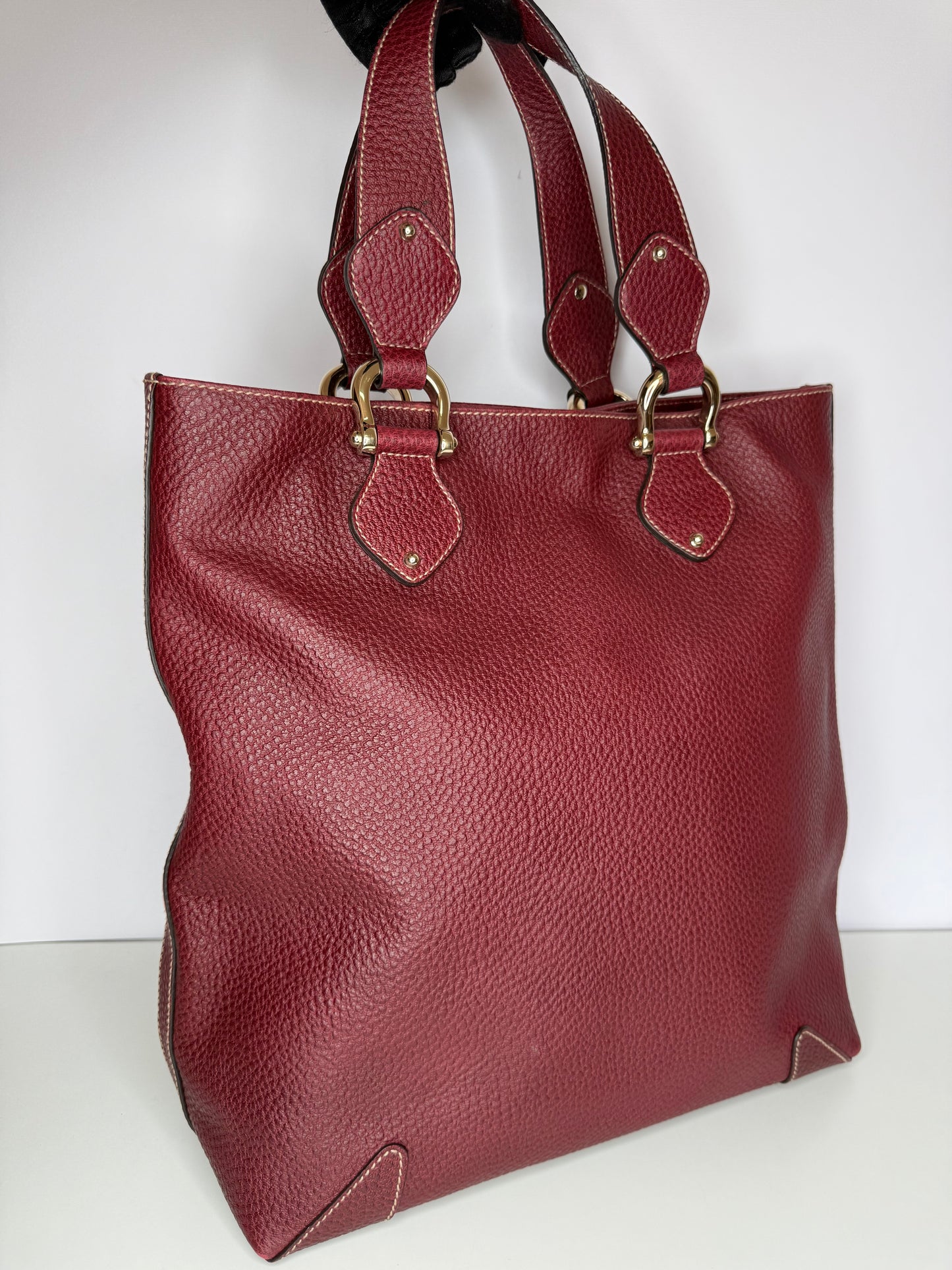 Gucci Burgundy Leather Weekend Tote Bag
