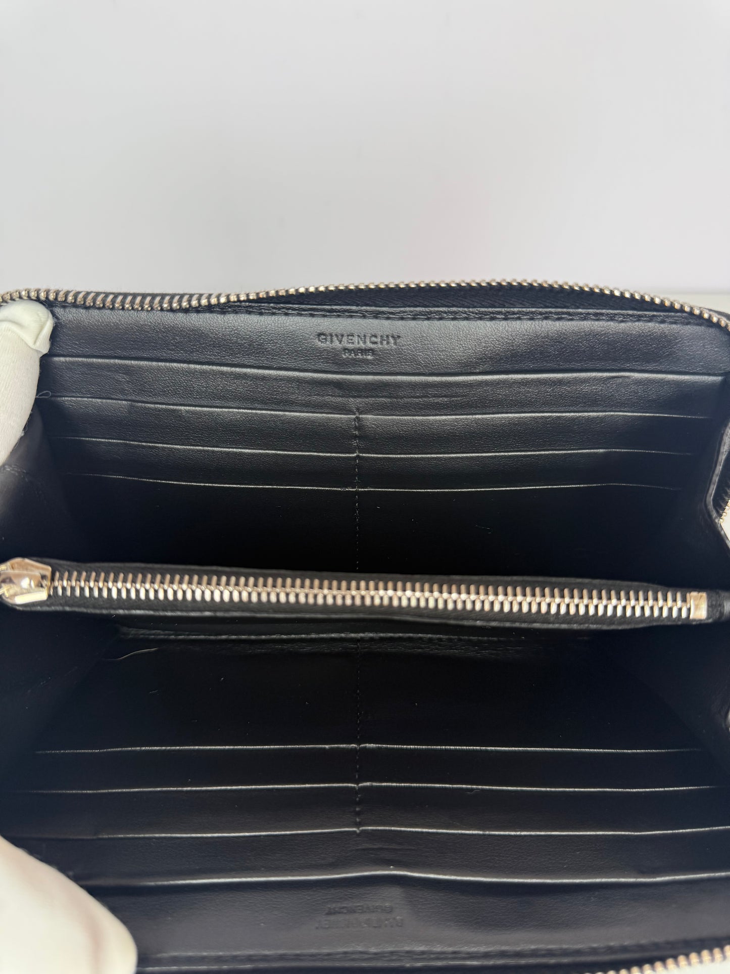 Givenchy Black Coated Canvas Bambi Zip Around Wallet