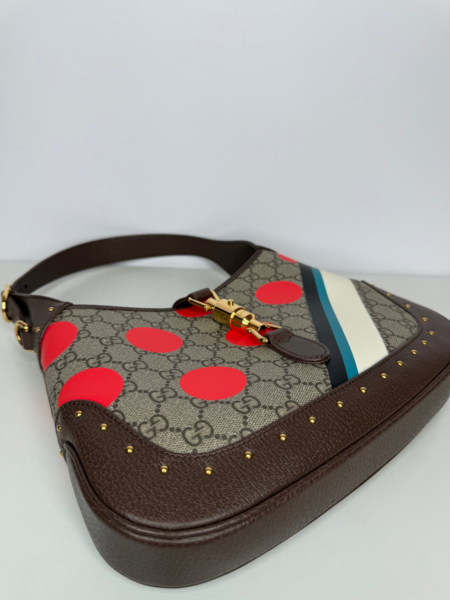 Gucci Jackie 1961 Limited Edition GG Canvas Small Polka Dot Studded Hobo
